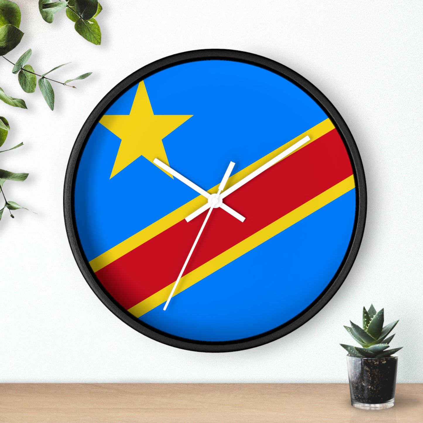 Vibrant Congolese Flag Wall Clock – Modern Decor for Home & Office
