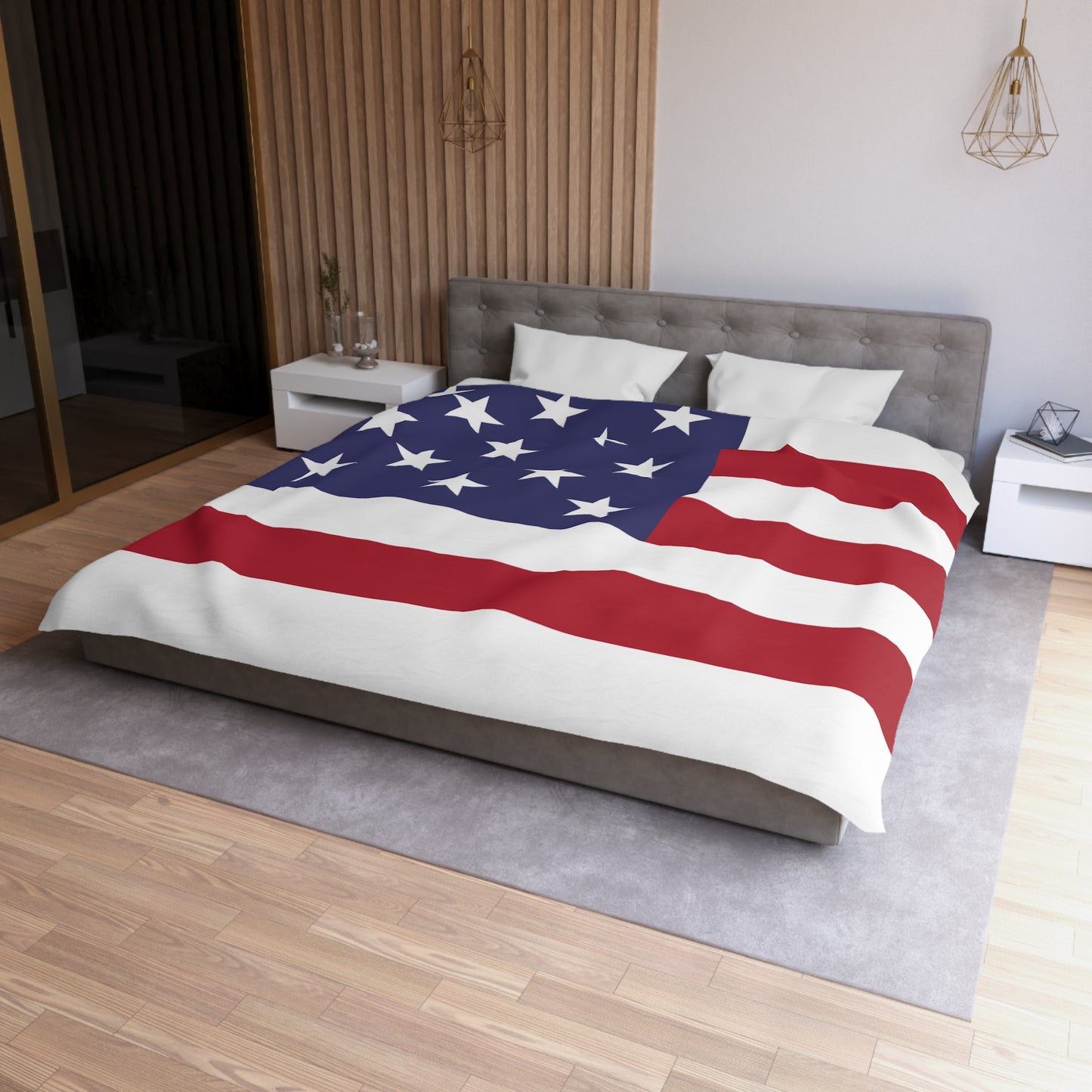 Patriotic Microfiber Duvet Cover - American Flag Design for Home Decor