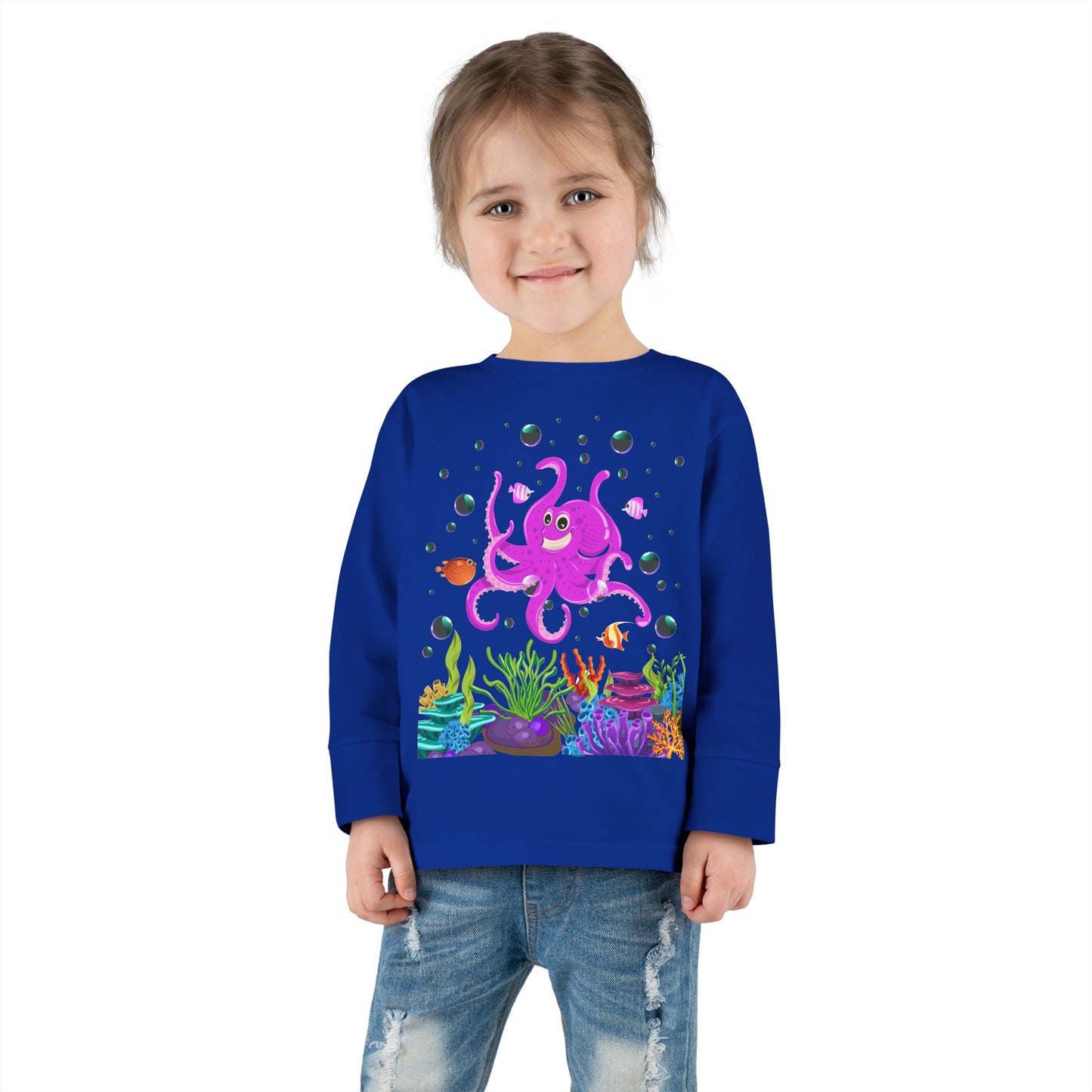 Toddler Long Sleeve Tee Colorful Jellyfish Fun Under the Sea Shirt for Kids