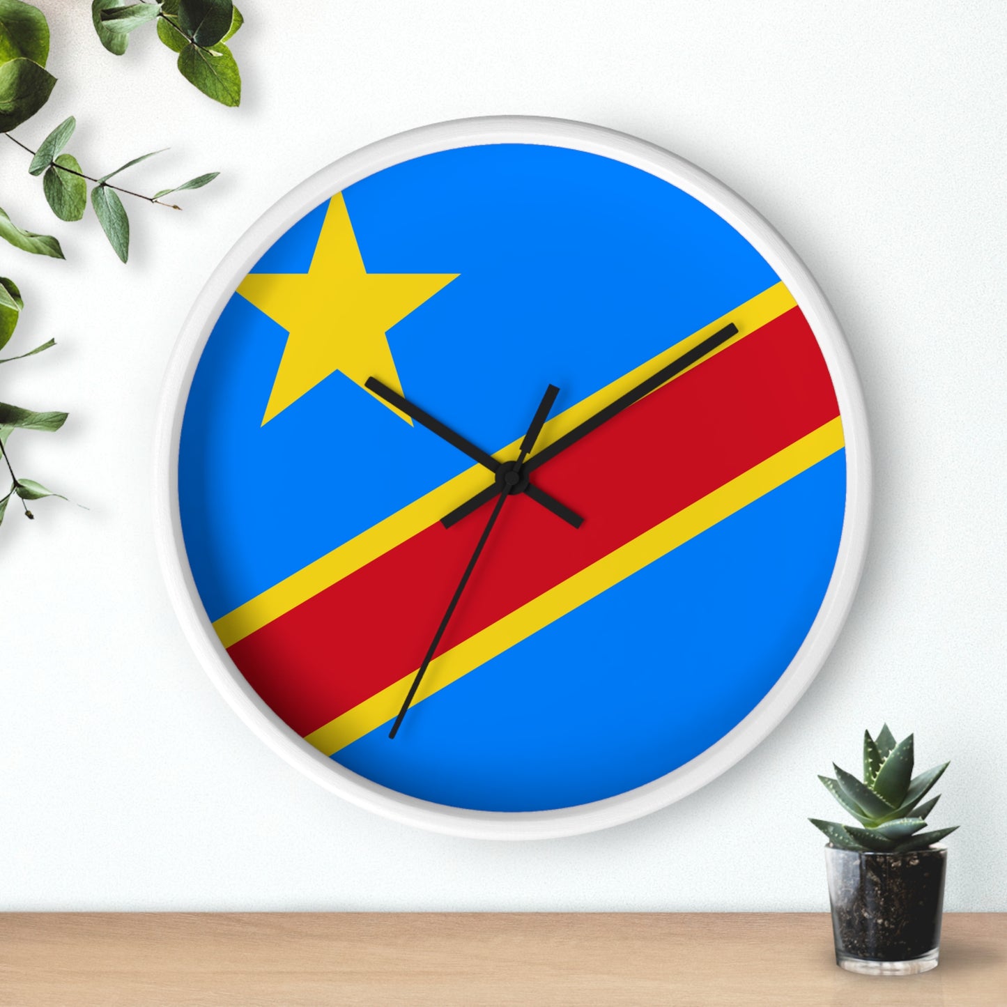 Vibrant Congolese Flag Wall Clock – Modern Decor for Home & Office