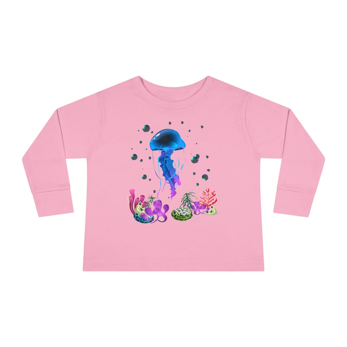 Toddler Long Sleeve Tee Colorful Jellyfish Fun Under the Sea Shirt for Kids