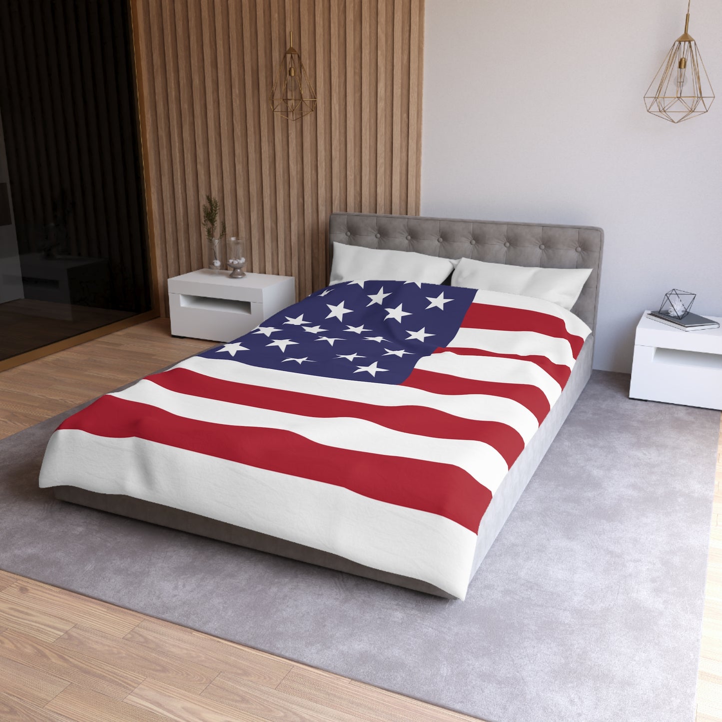 Patriotic Microfiber Duvet Cover - American Flag Design for Home Decor