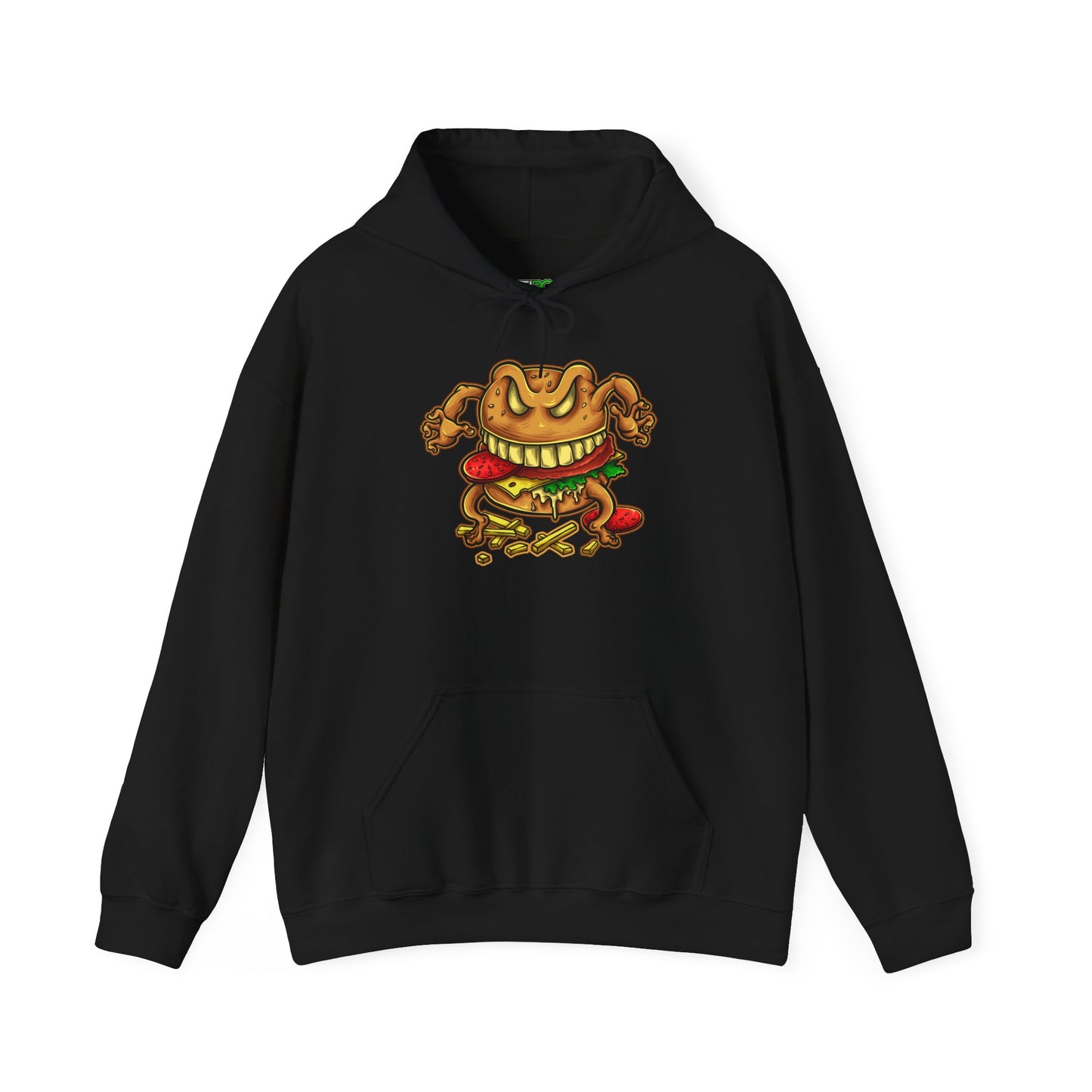 Men's Hooded Sweatshirt with Hilarious Foodie Burger Design