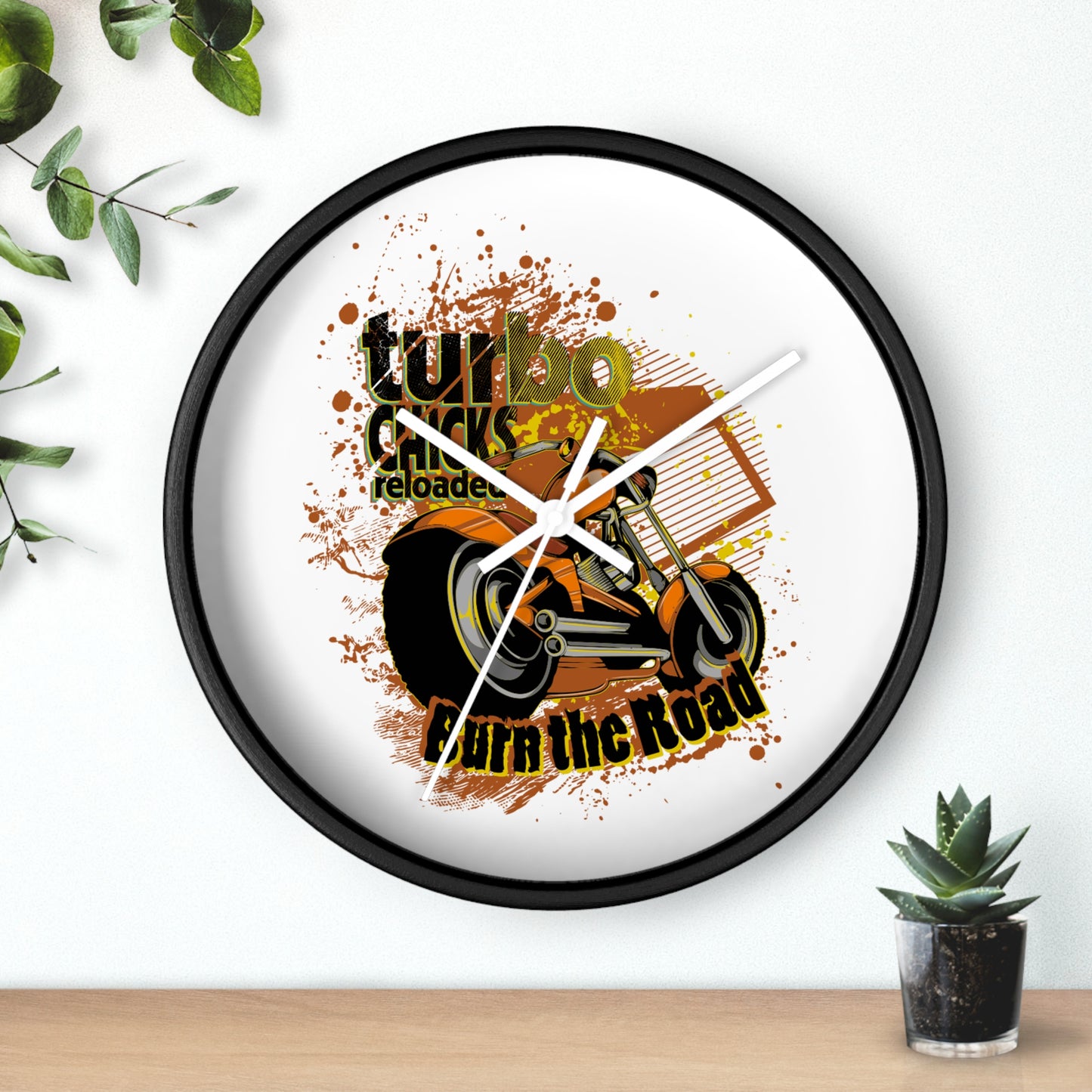 Turbo Bikes Wall Clock - Burn the Road Decor for Motorcycle Enthusiasts