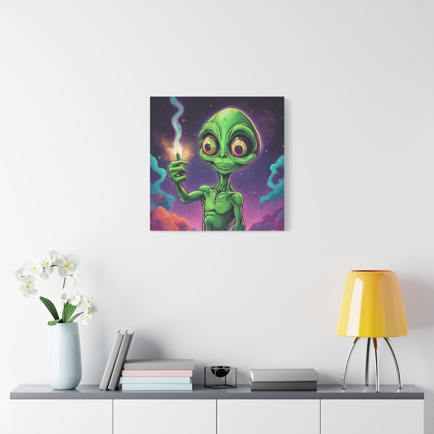 Alien Canvas Wall Art - Stretched Matte Print with Vibrant Galaxy Design