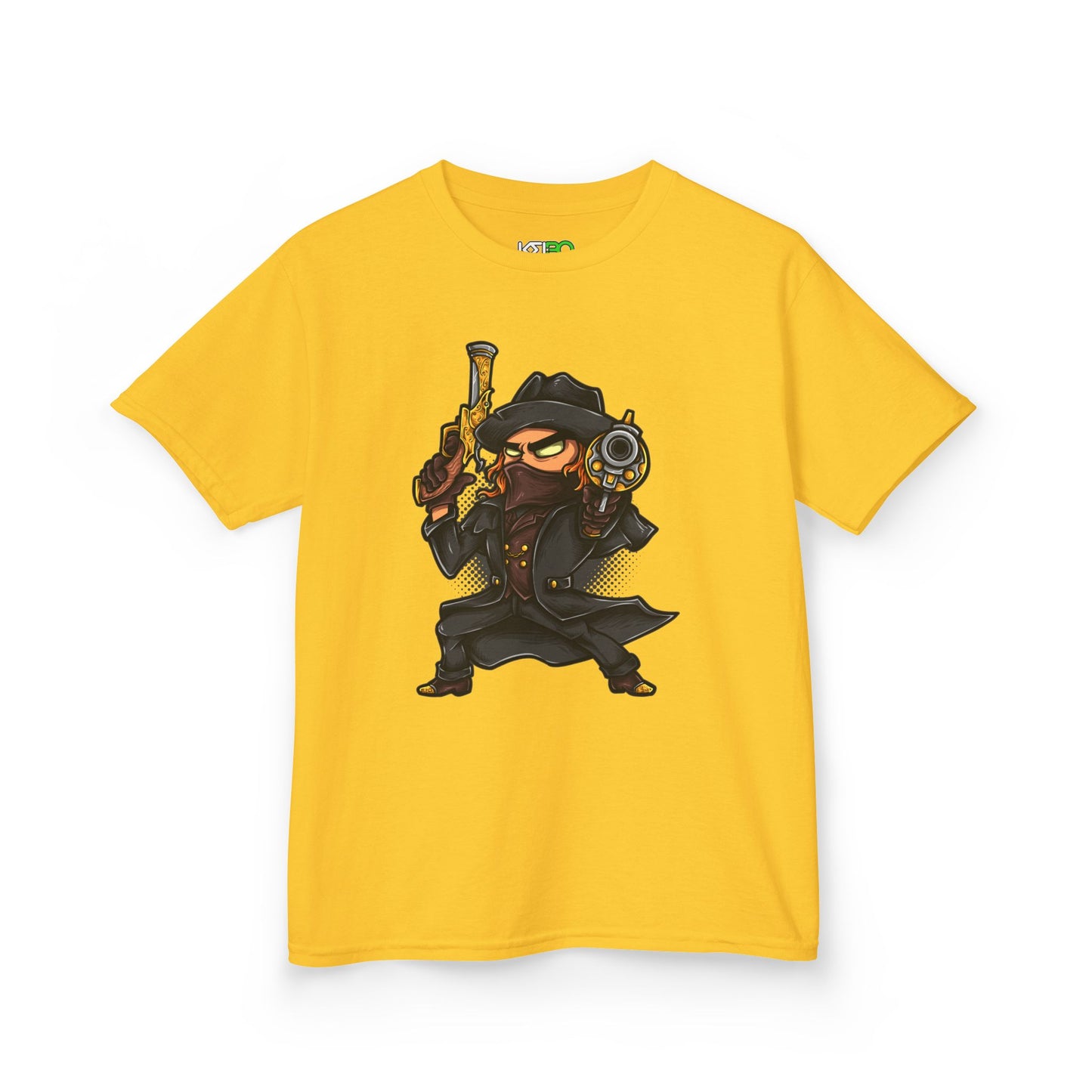 Kids T-shrt Cool Cartoon Character with Gun Design