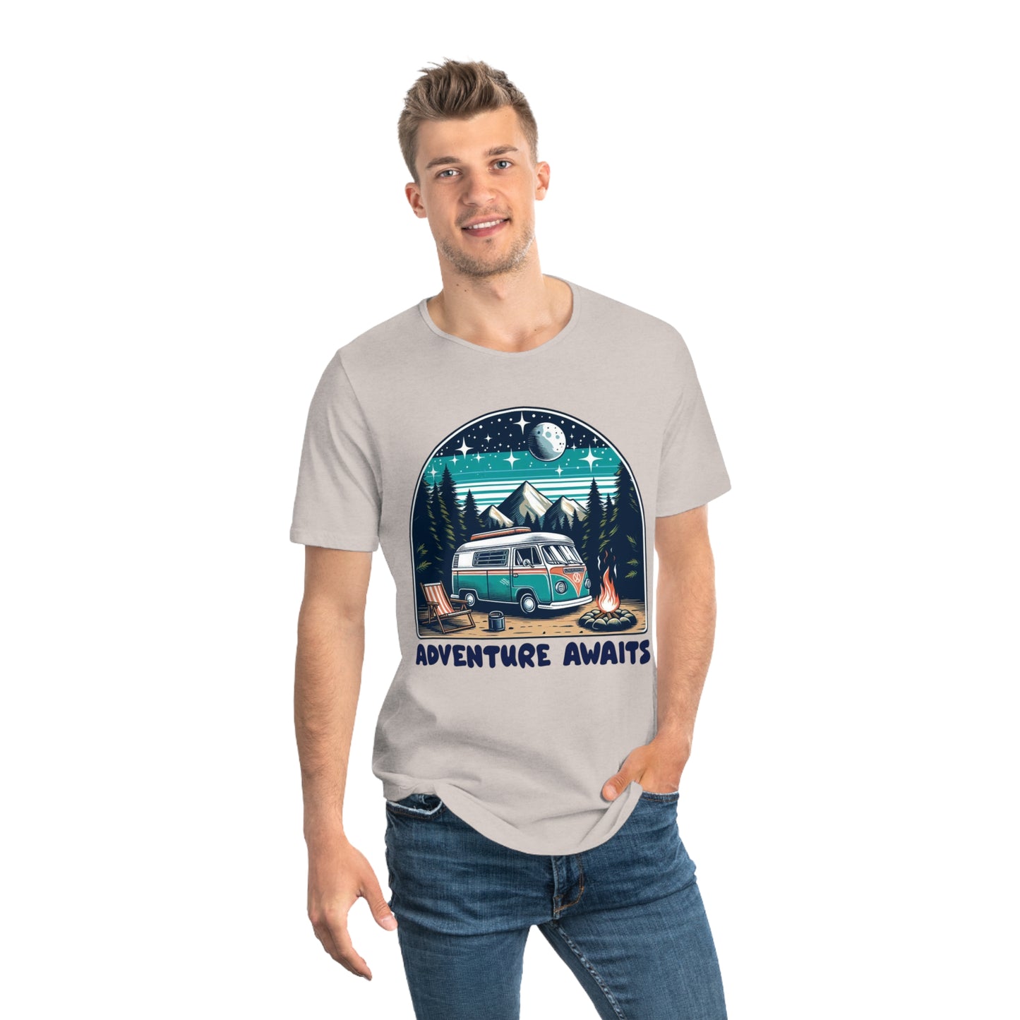 Adventure Awaits Men's Curved Hem Tee – Perfect for Outdoor Enthusiasts