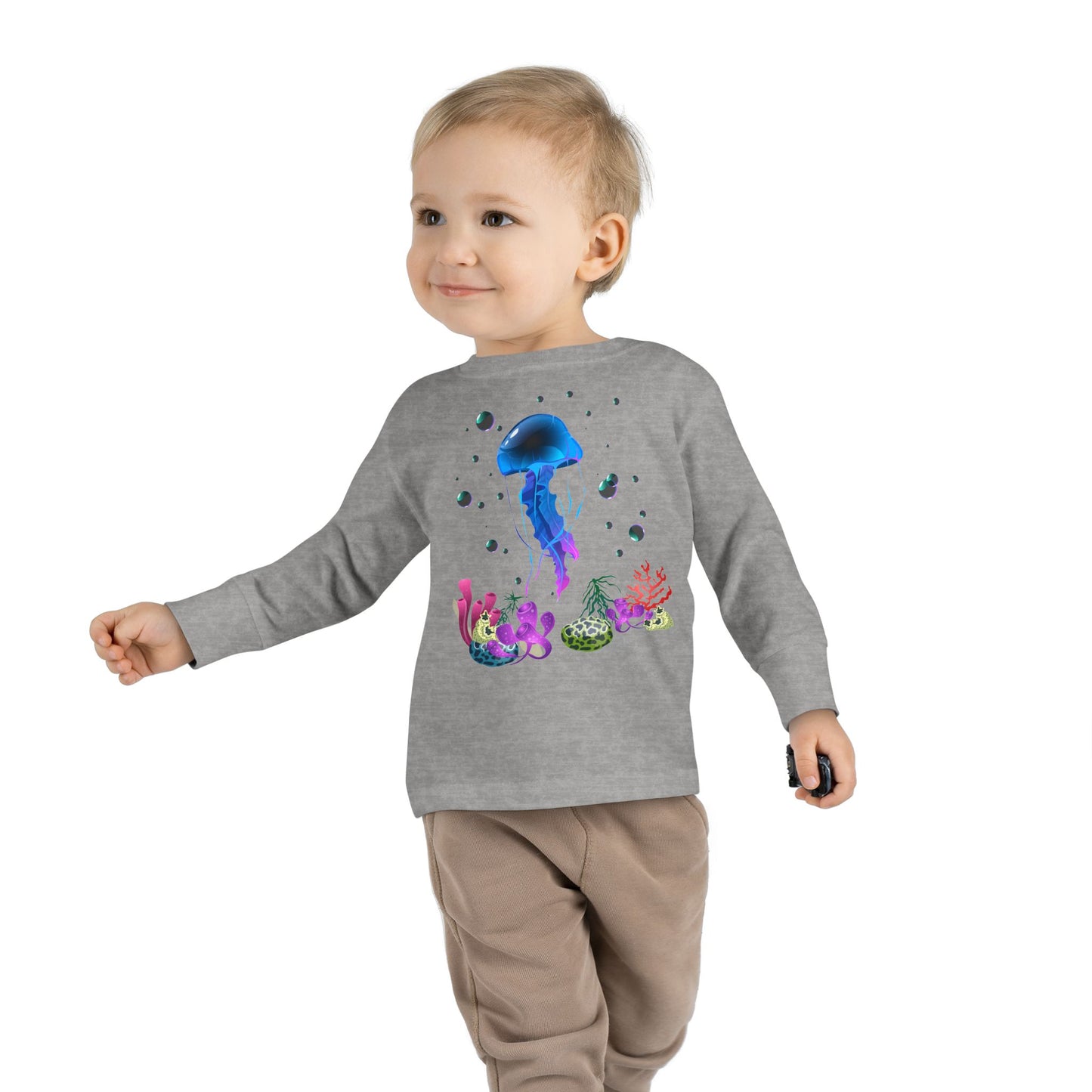 Toddler Long Sleeve Tee Colorful Jellyfish Fun Under the Sea Shirt for Kids