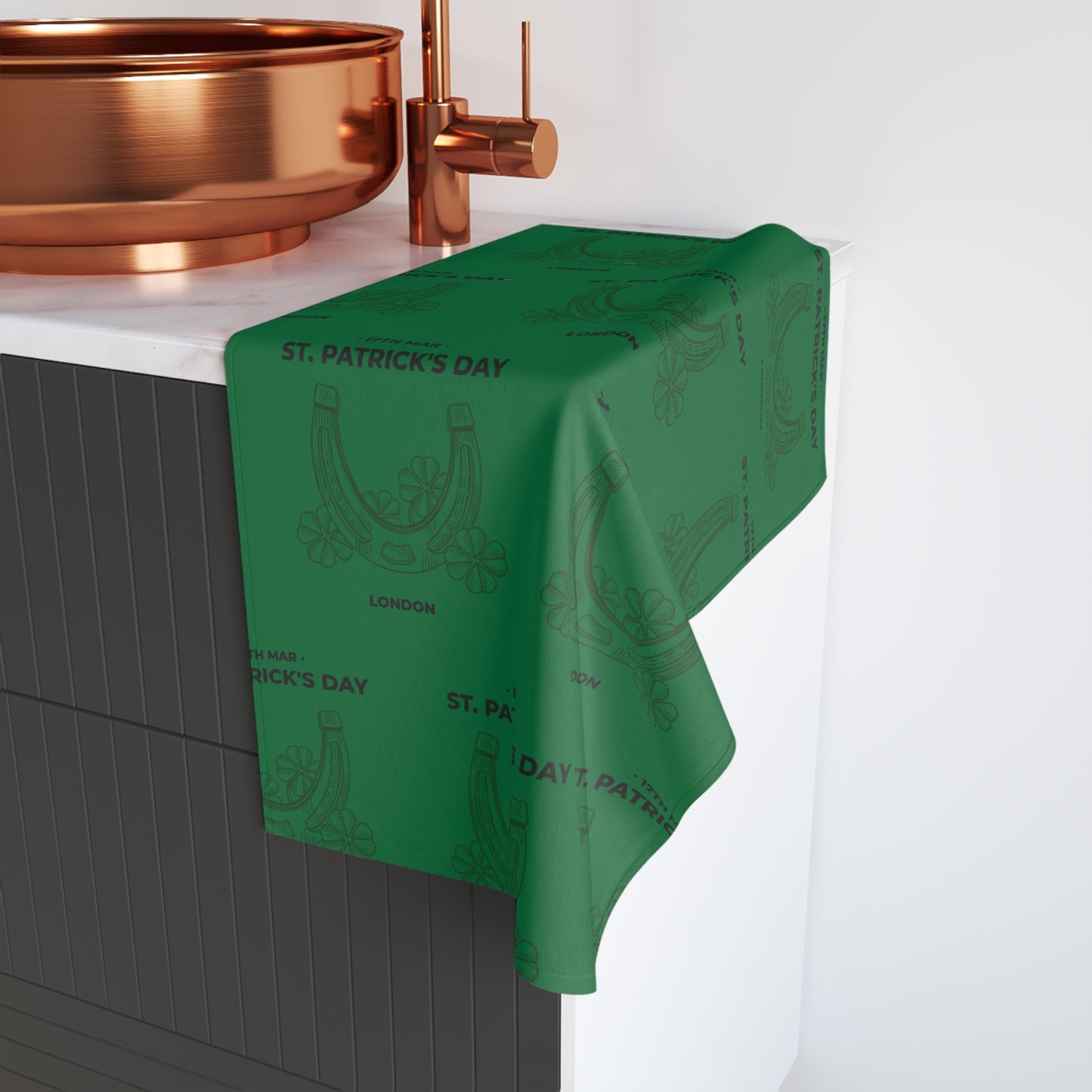 St. Patrick's Day Hand Towel - Festive Green Kitchen Decor