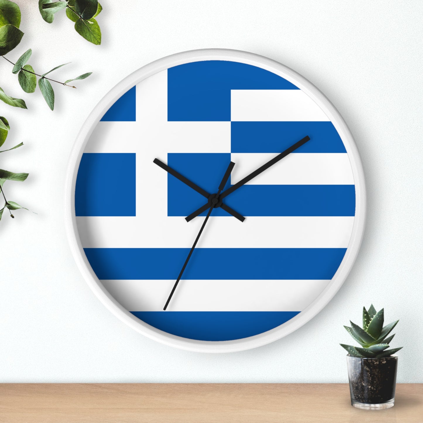 Greece Flag Wall Clock - Blue and White Home Decor
