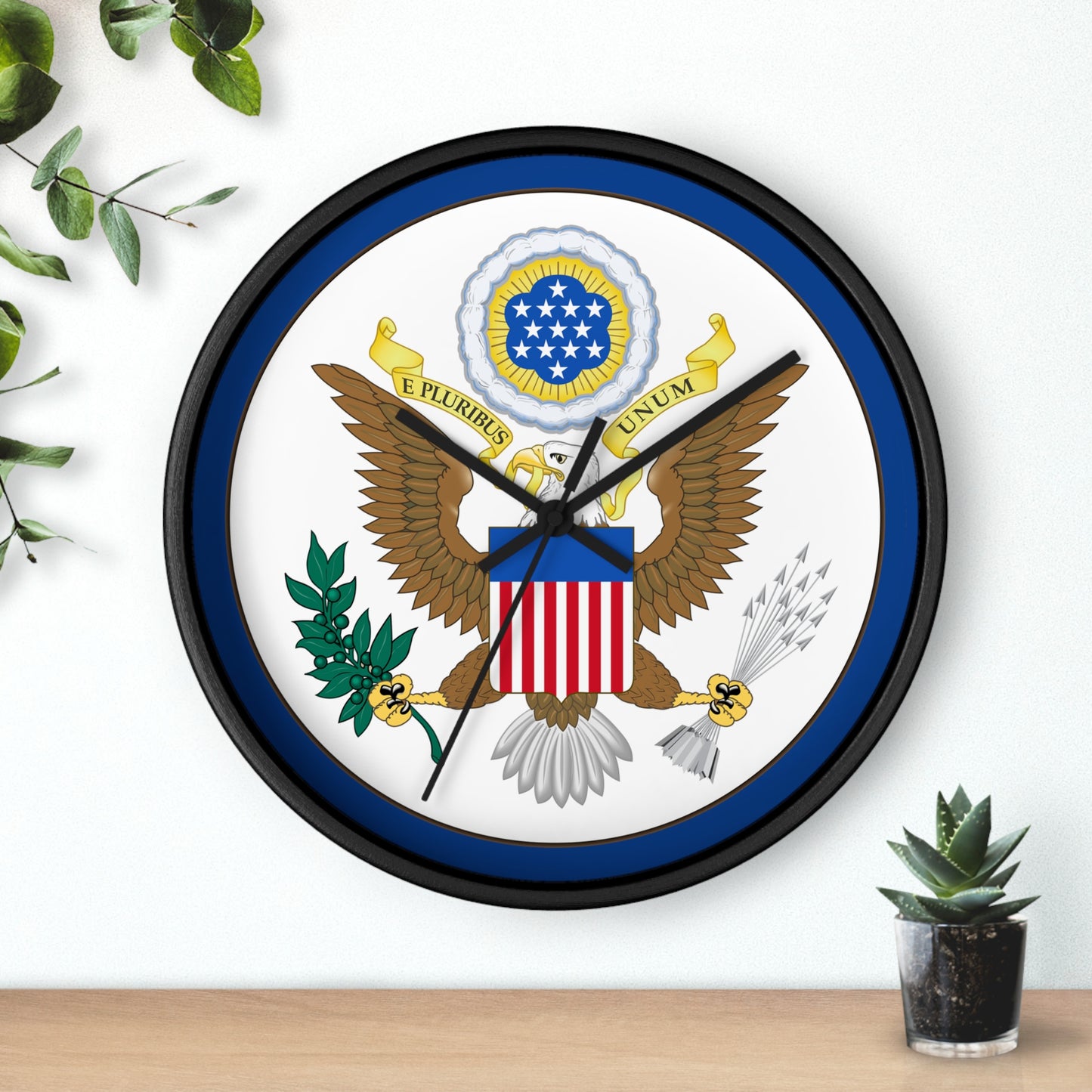 Patriotic Wall Clock with Eagle Seal - Home Decor for Veterans and Patriot