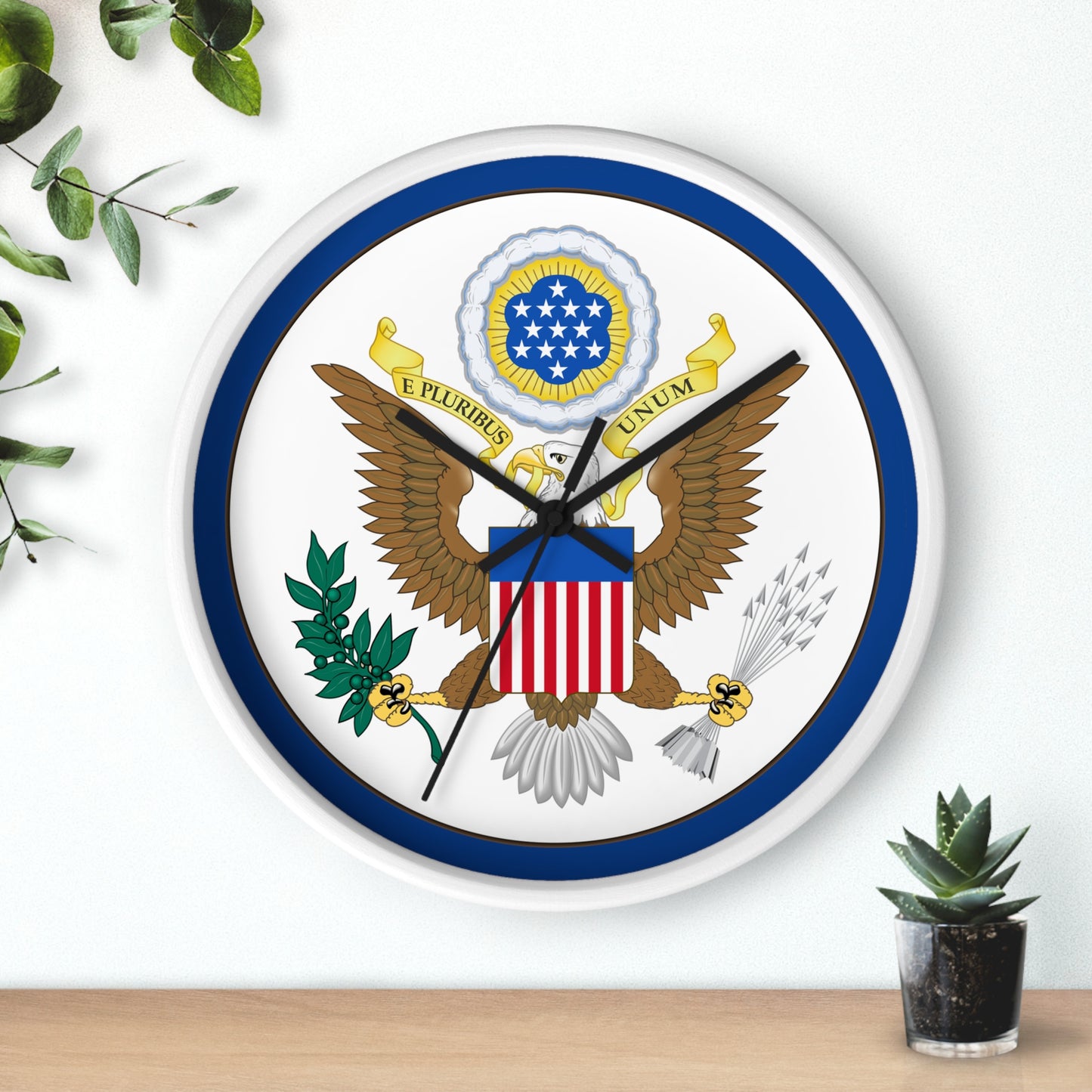 Patriotic Wall Clock with Eagle Seal - Home Decor for Veterans and Patriot
