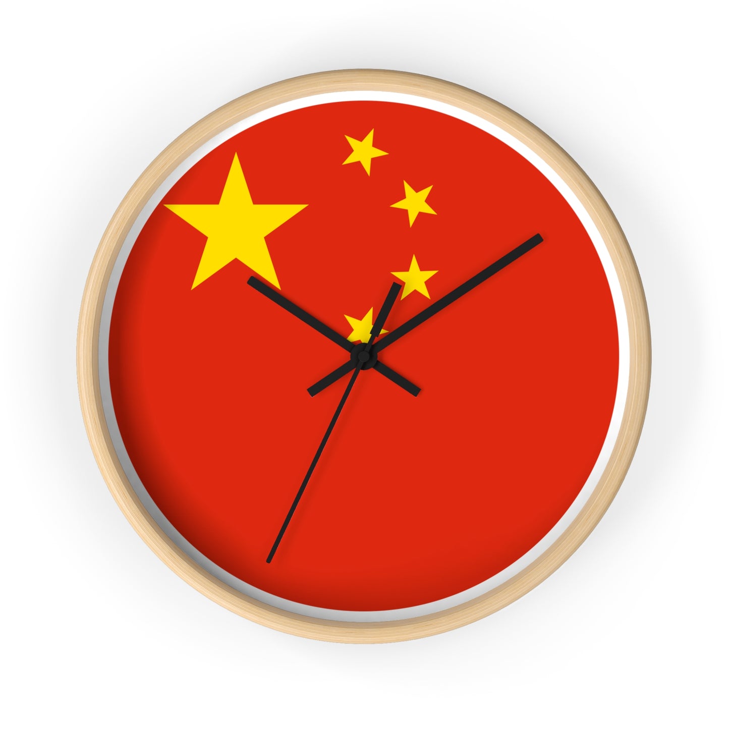 Chinese Flag Wall Clock - Vibrant Red & Yellow Home Decor