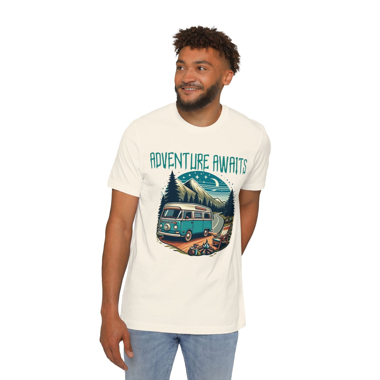 Adventure Awaits Men's Camping T-Shirt – USA-Made for Outdoor Lovers