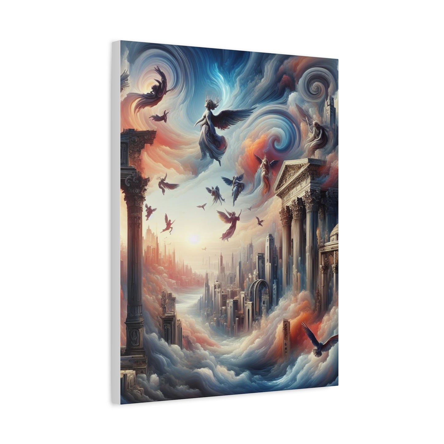 ARCHANGELS in Sky Canvas Art Print - Ethereal Wall Decor