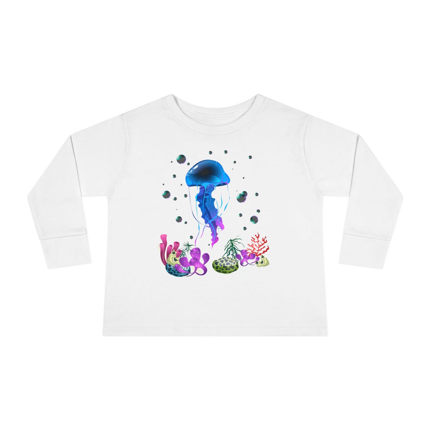 Toddler Long Sleeve Tee Colorful Jellyfish Fun Under the Sea Shirt for Kids