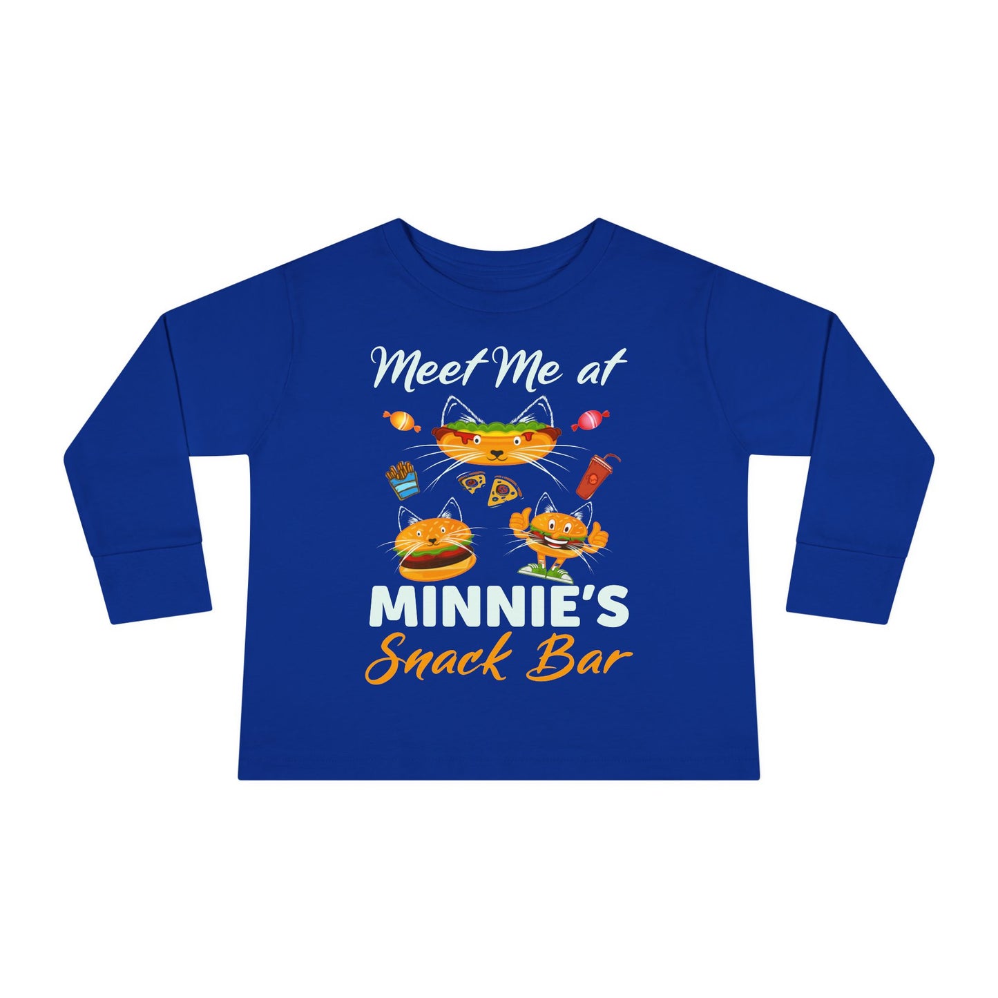 Toddler Long Sleeve Tee - "Meet Me at Minnie's Snack Bar" Cute Cat Design
