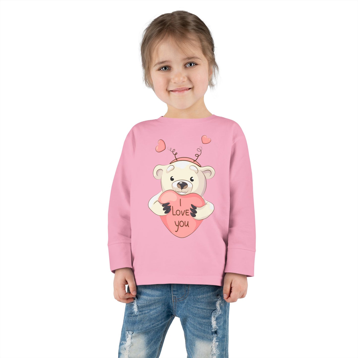 Toddler Long Sleeve Tee Cute Bear Love You