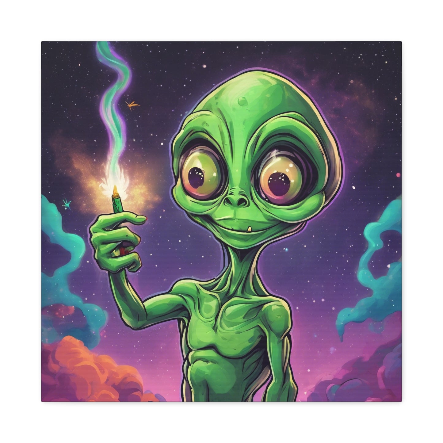 Alien Canvas Wall Art - Stretched Matte Print with Vibrant Galaxy Design