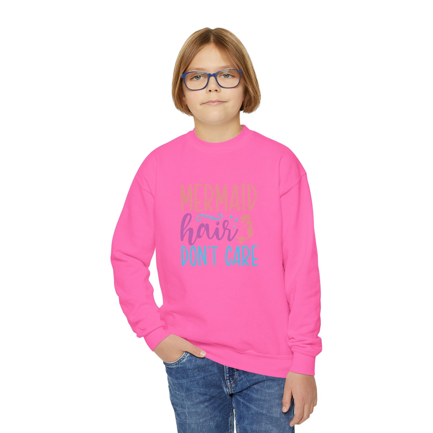 Youth Sweatshirt For Girls Mermaid Hair Don't Care