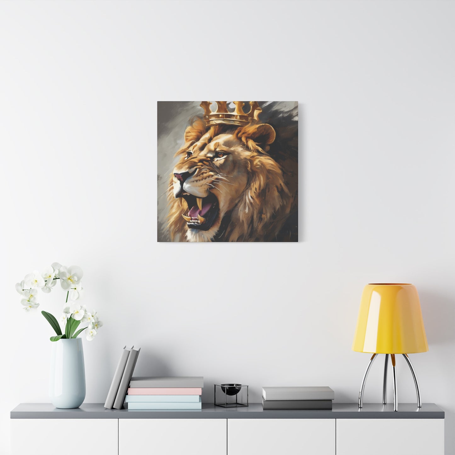 Lion Crown Canvas Art - Royal King Decor for Animal Lovers