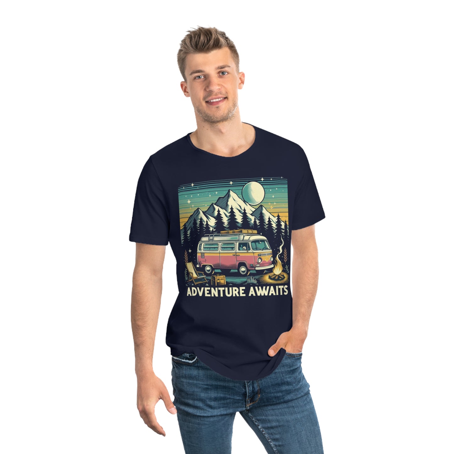 Adventure Awaits Curved Hem Tee for Men – Ideal for Outdoor Lovers