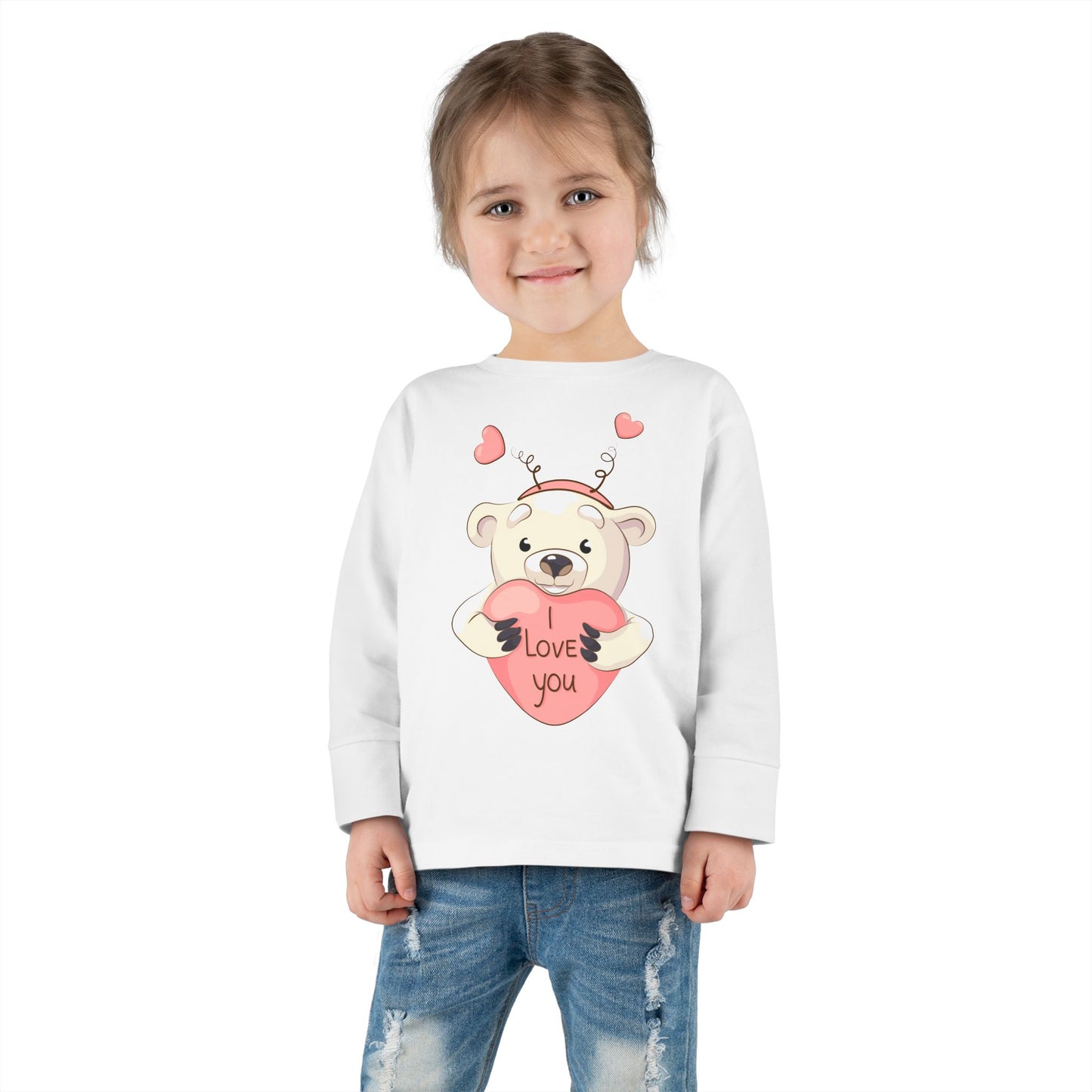 Toddler Long Sleeve Tee Cute Bear Love You