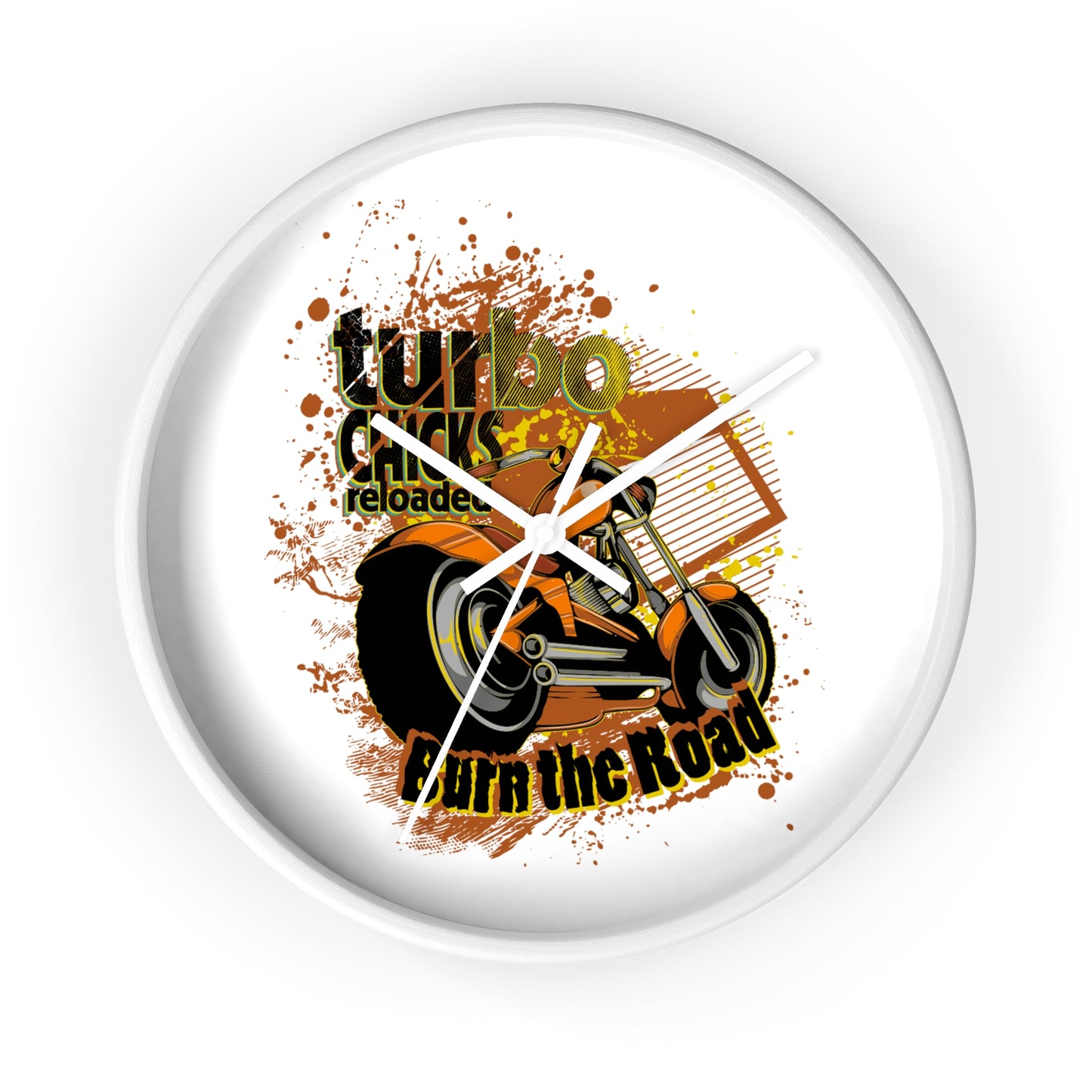 Turbo Bikes Wall Clock - Burn the Road Decor for Motorcycle Enthusiasts
