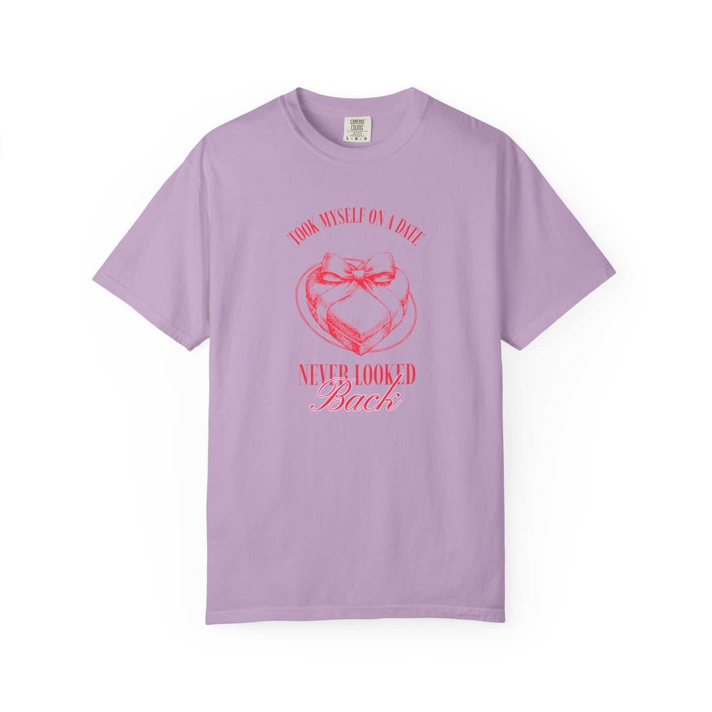 Men Garment-Dyed T-Shirt - 'Took Myself on a Date' - Valentine's Day