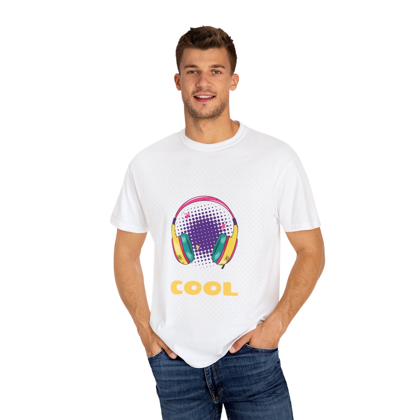 Cool Vibes Unisex Garment-Dyed T-Shirt with Headphones Graphic