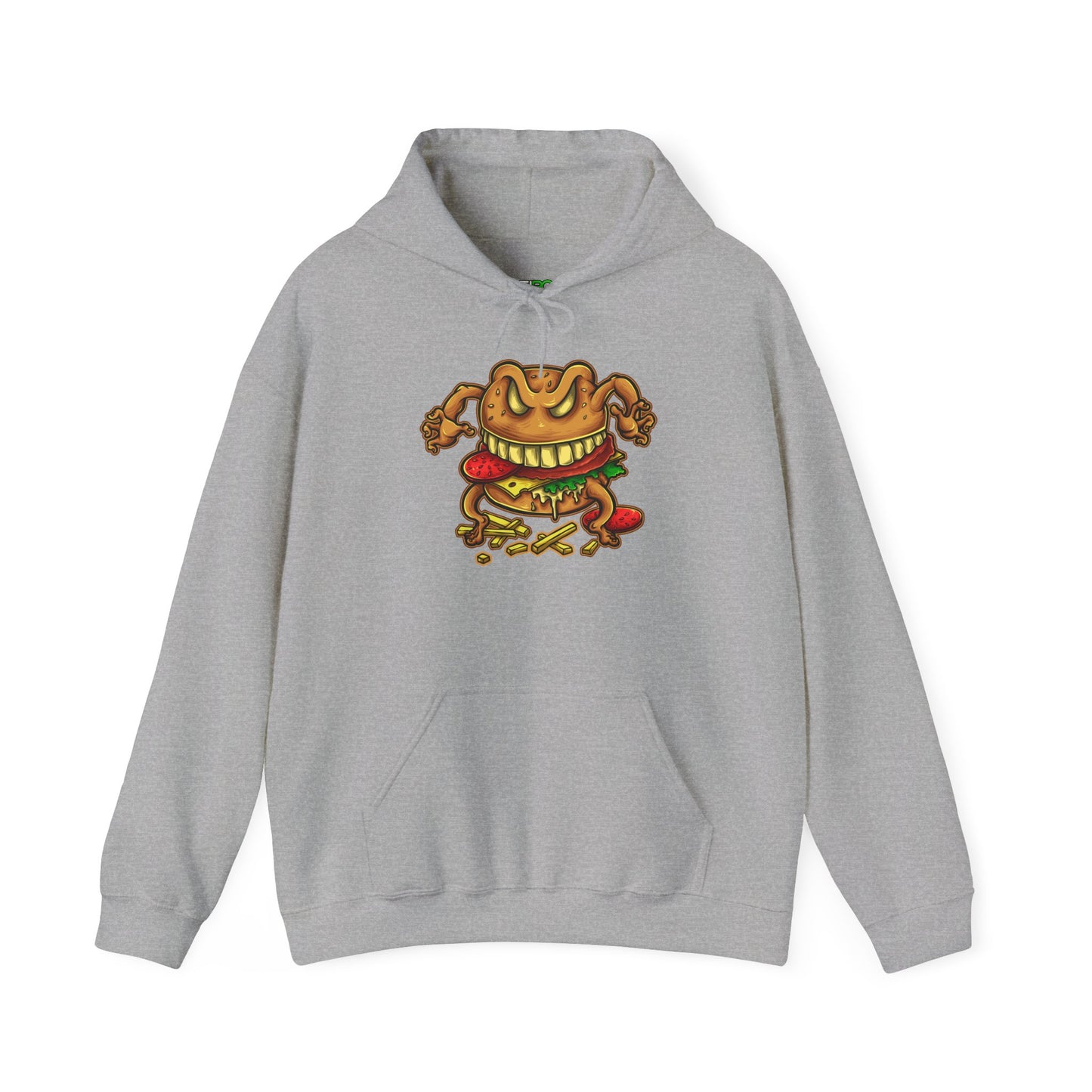 Men's Hooded Sweatshirt with Hilarious Foodie Burger Design