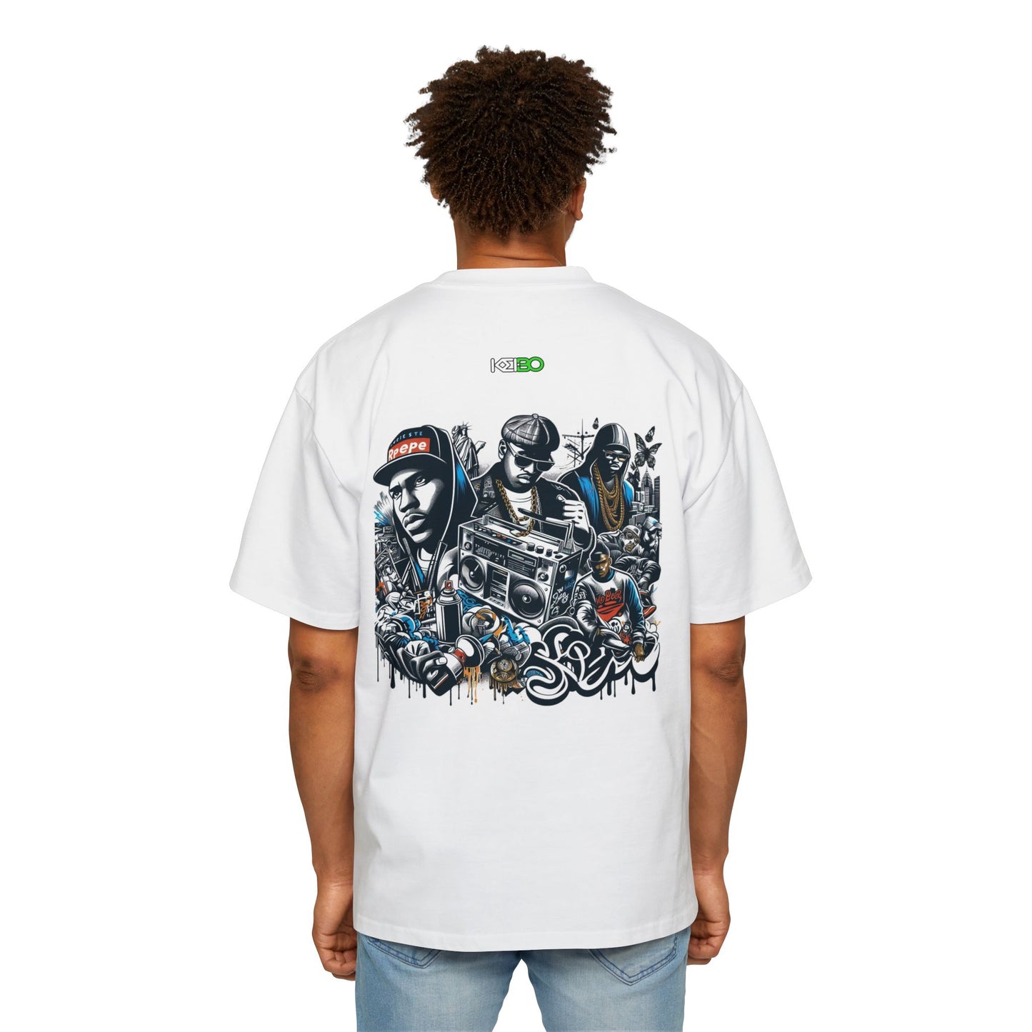 Men's Heavy Oversized Tee - Street Art Hip-Hop Graphic Shirt