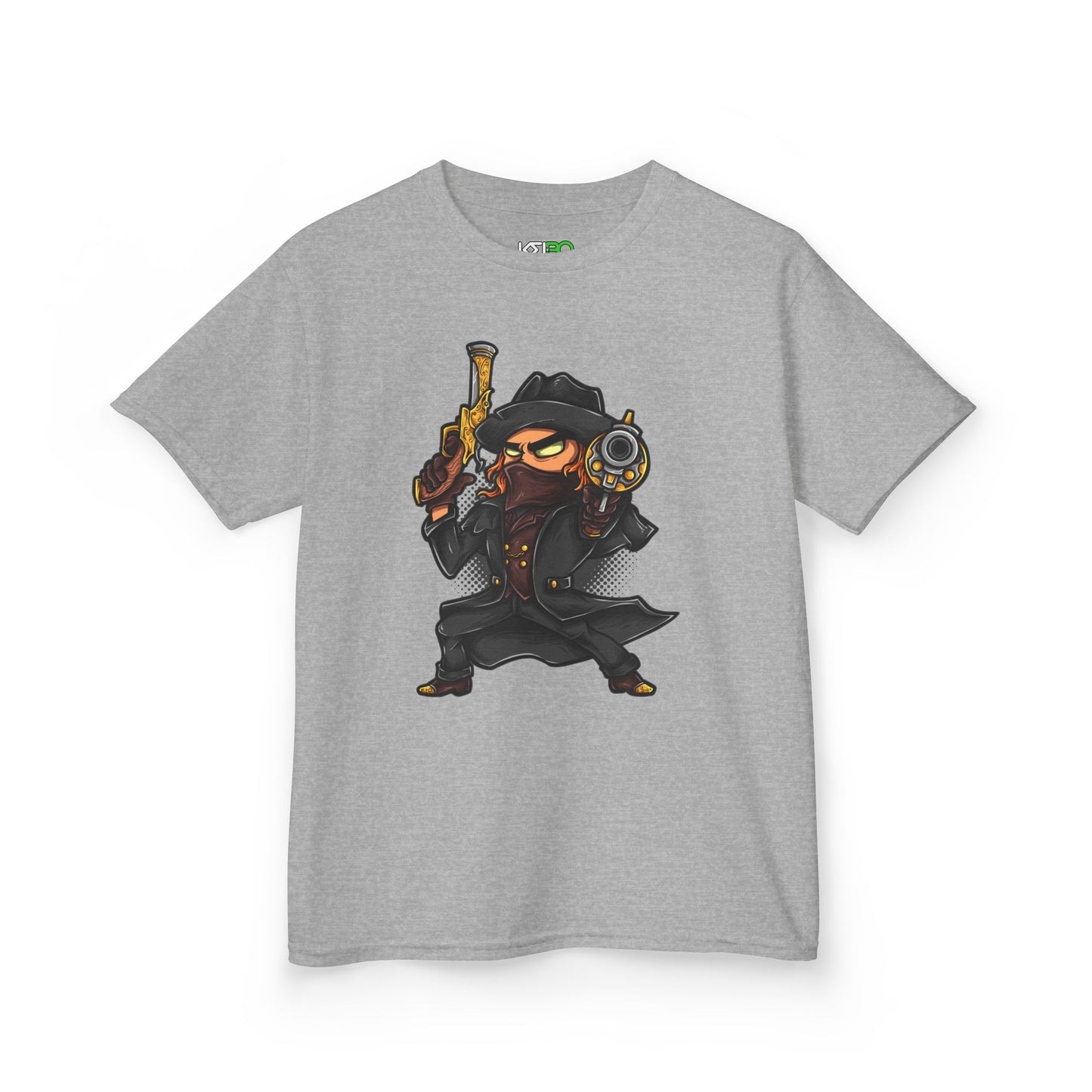 Kids T-shrt Cool Cartoon Character with Gun Design