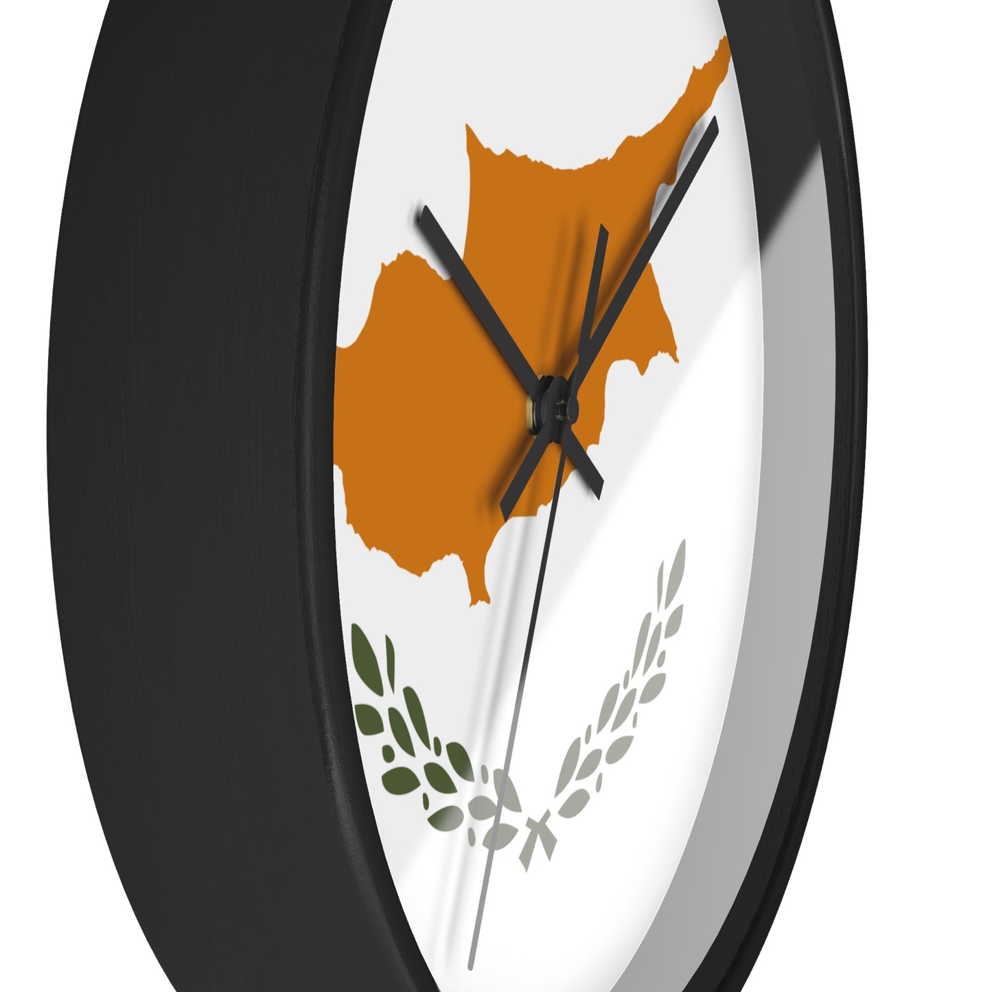 Cyprus Map Wall Clock - Modern Home Decor with Olive Wreath Design