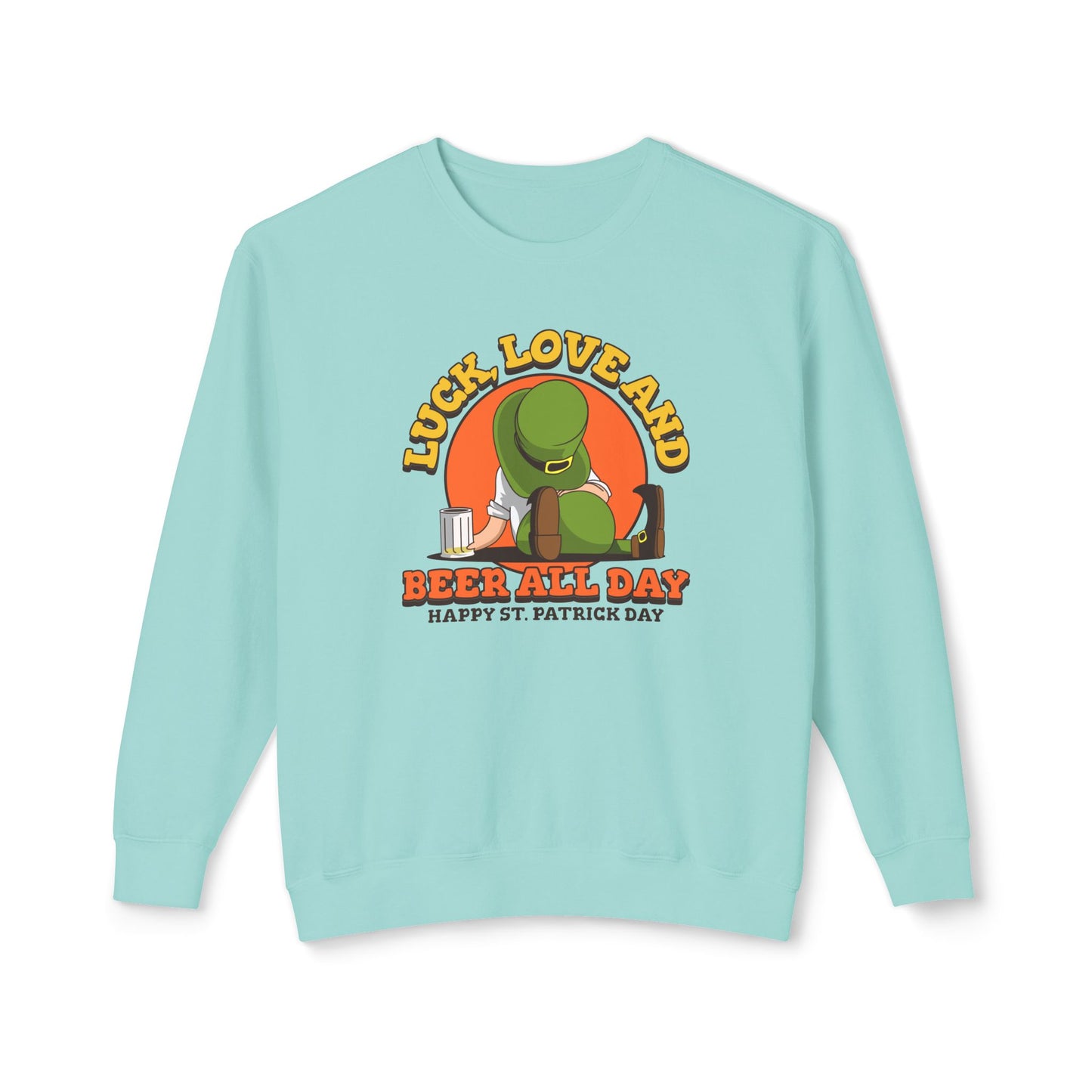 St. Patrick's Day Men's Sweatshirt - 'Luck, Love, and Beer All Day'