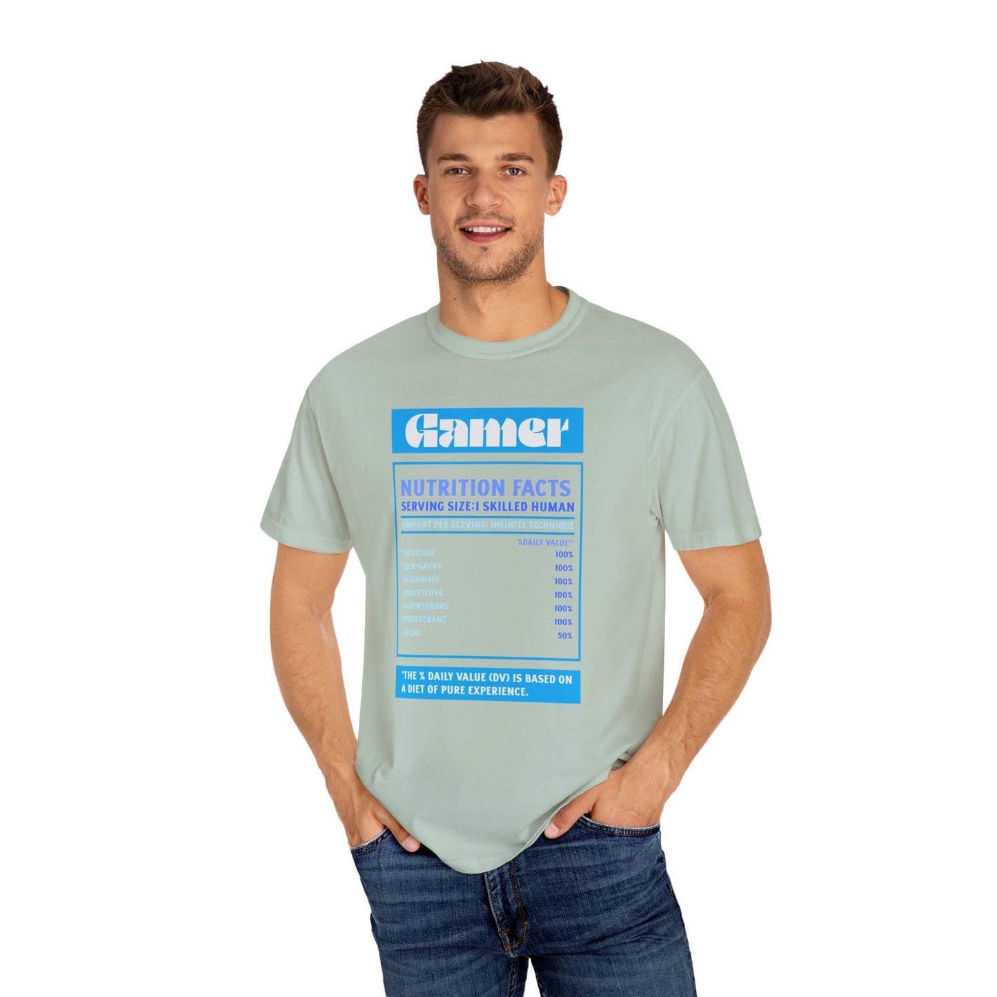 Gamer Nutrition Facts T-Shirt - Unisex Garment-Dyed Tee