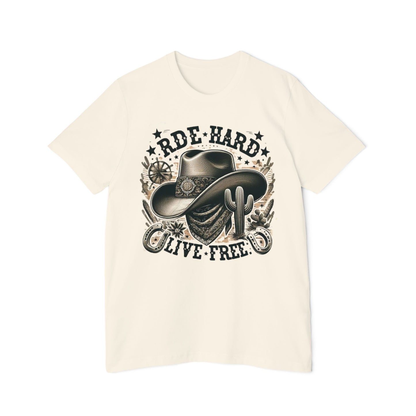Rustic Cowboy Core Men's Tee – Ride Hard Live Free Shirt for Adventurers