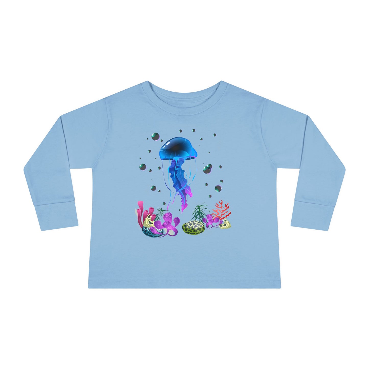 Toddler Long Sleeve Tee Colorful Jellyfish Fun Under the Sea Shirt for Kids