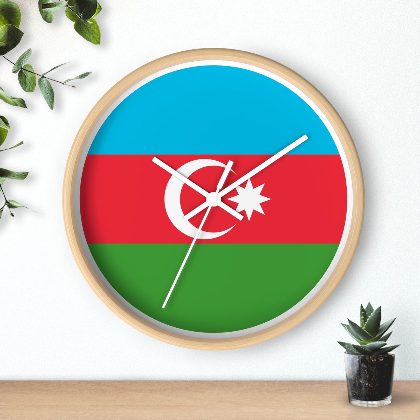 Azerbaijani Flag Wall Clock - Stylish Timepiece for National Pride