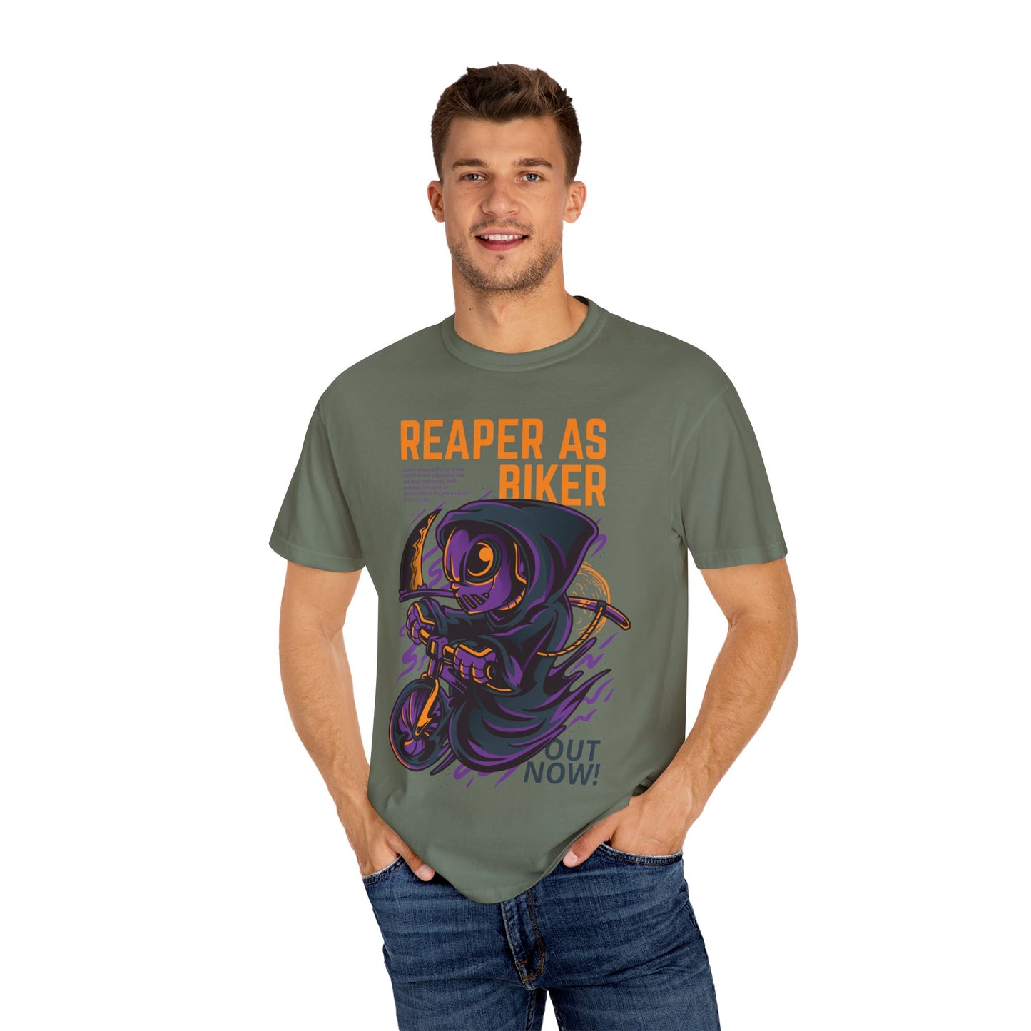 Reaper as Biker Men T-Shirt - Cool Graphic Tee for Bikers and Goth Enthusiasts