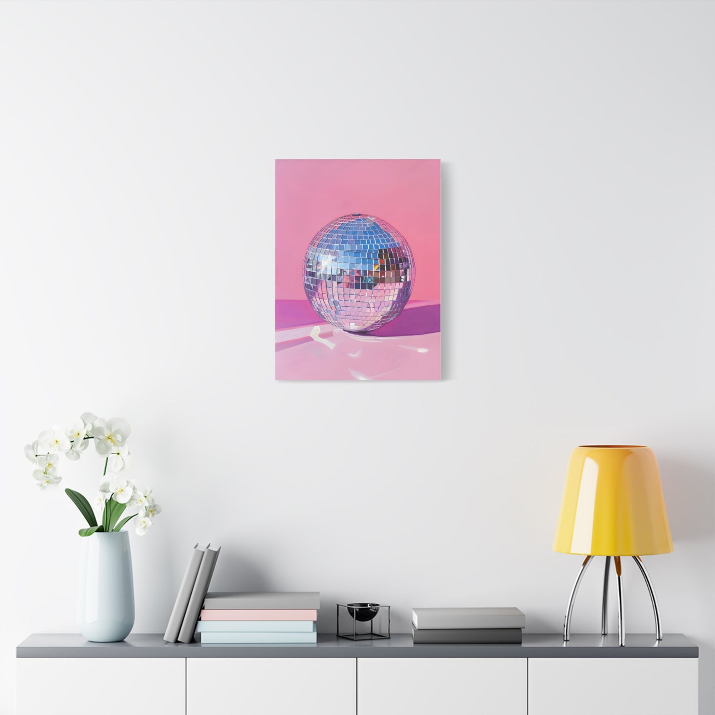 Vibrant Disco Ball Wall Art - Pink Canvas Print for Home Decor