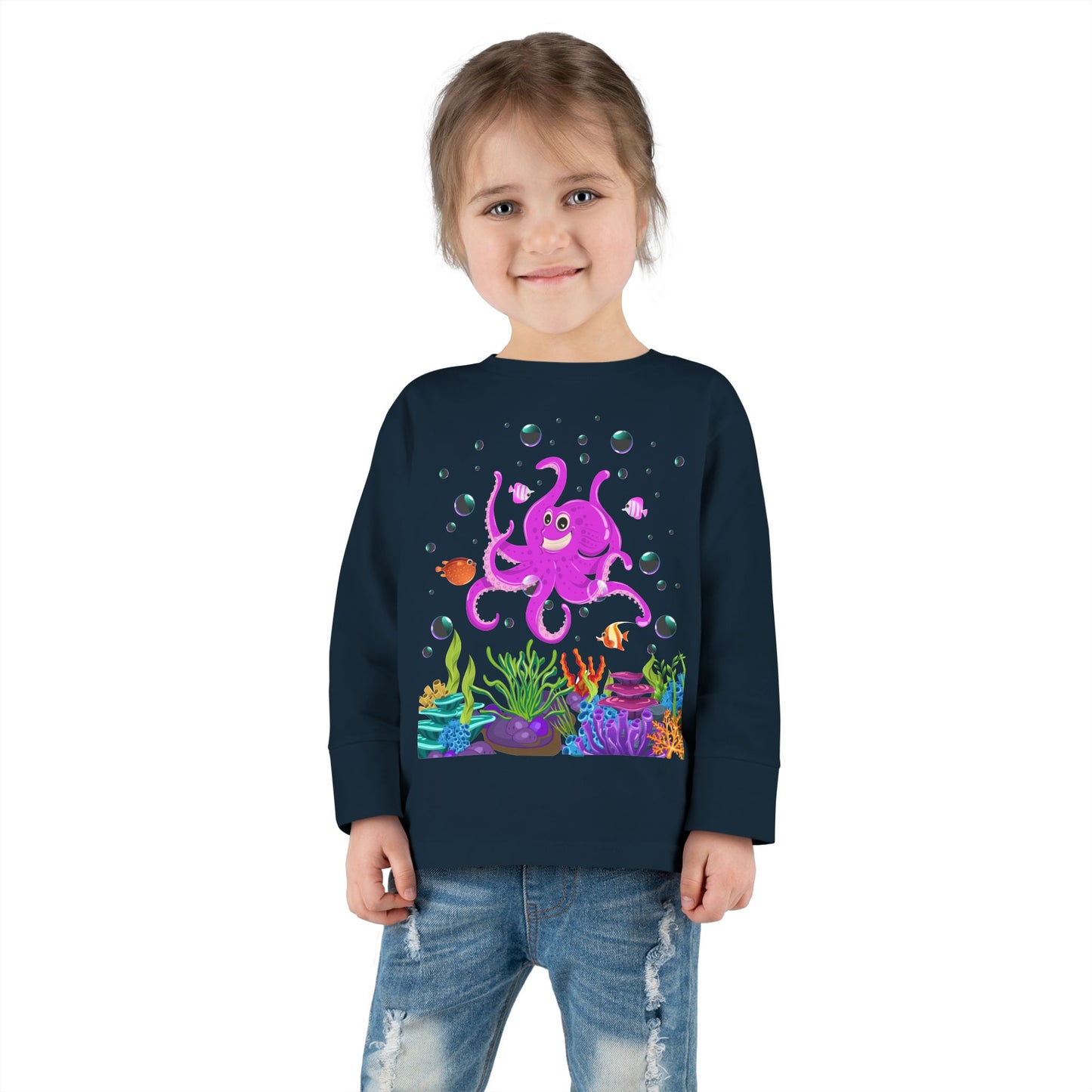 Toddler Long Sleeve Tee Colorful Jellyfish Fun Under the Sea Shirt for Kids