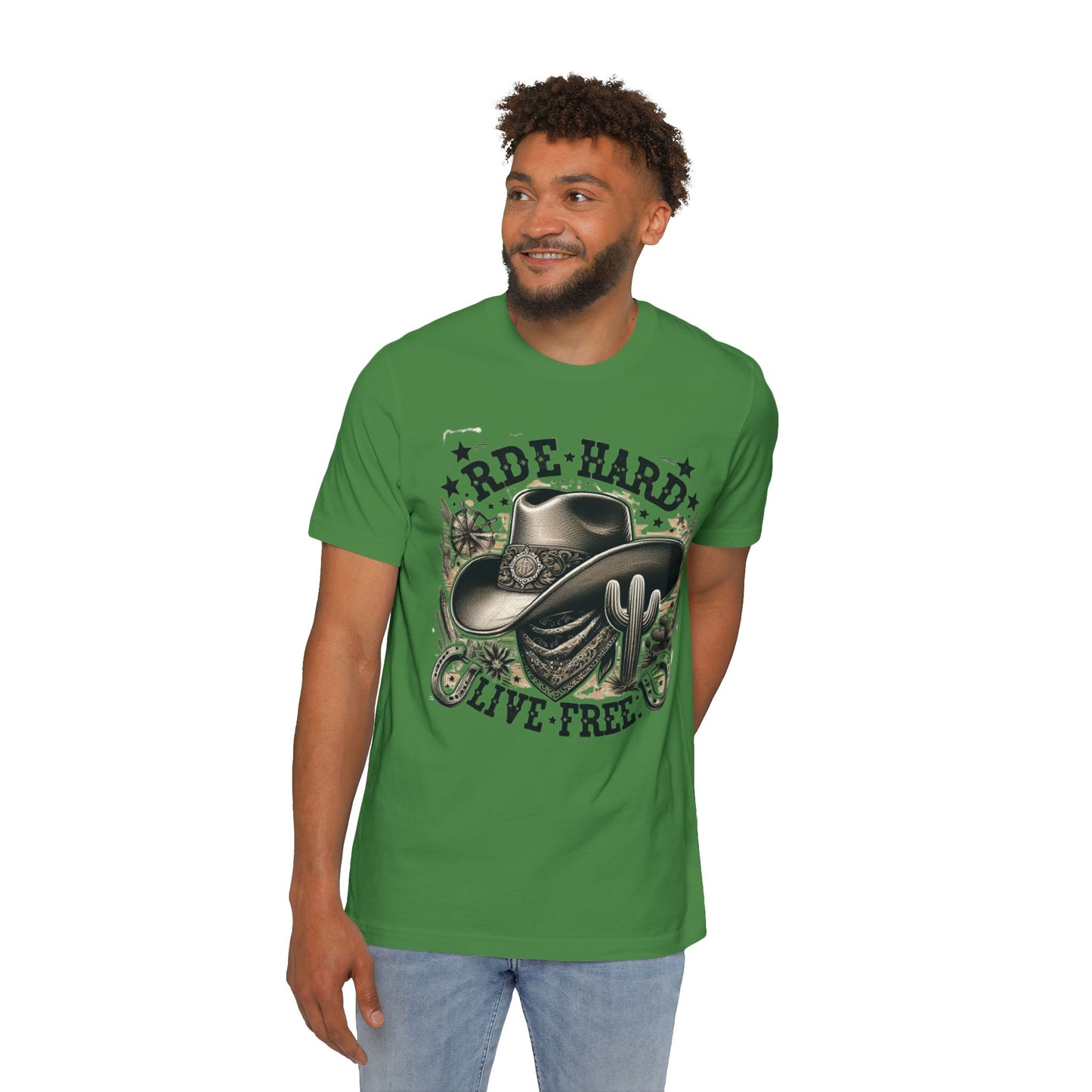 Rustic Cowboy Core Men's Tee – Ride Hard Live Free Shirt for Adventurers