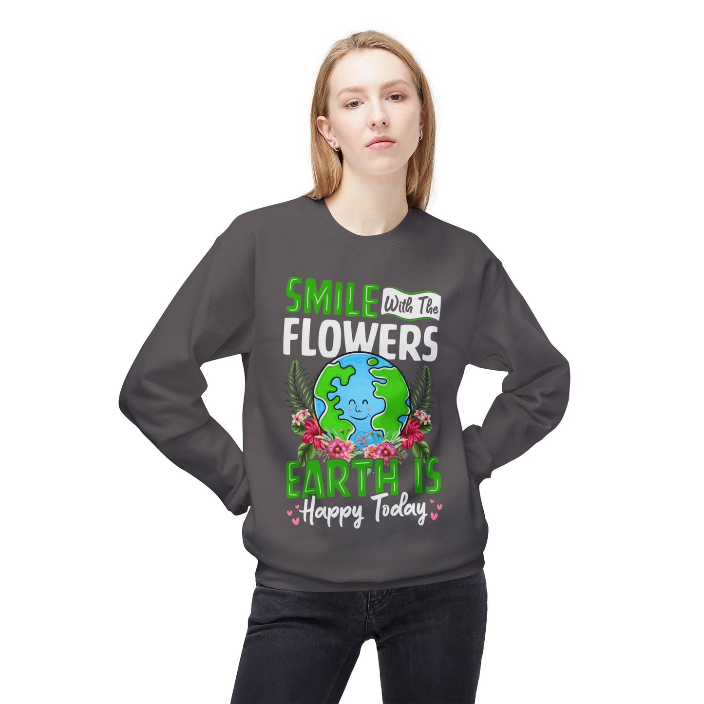 Women's Fleece Sweatshirt Flowers Floral Graphic for Positive Vibes