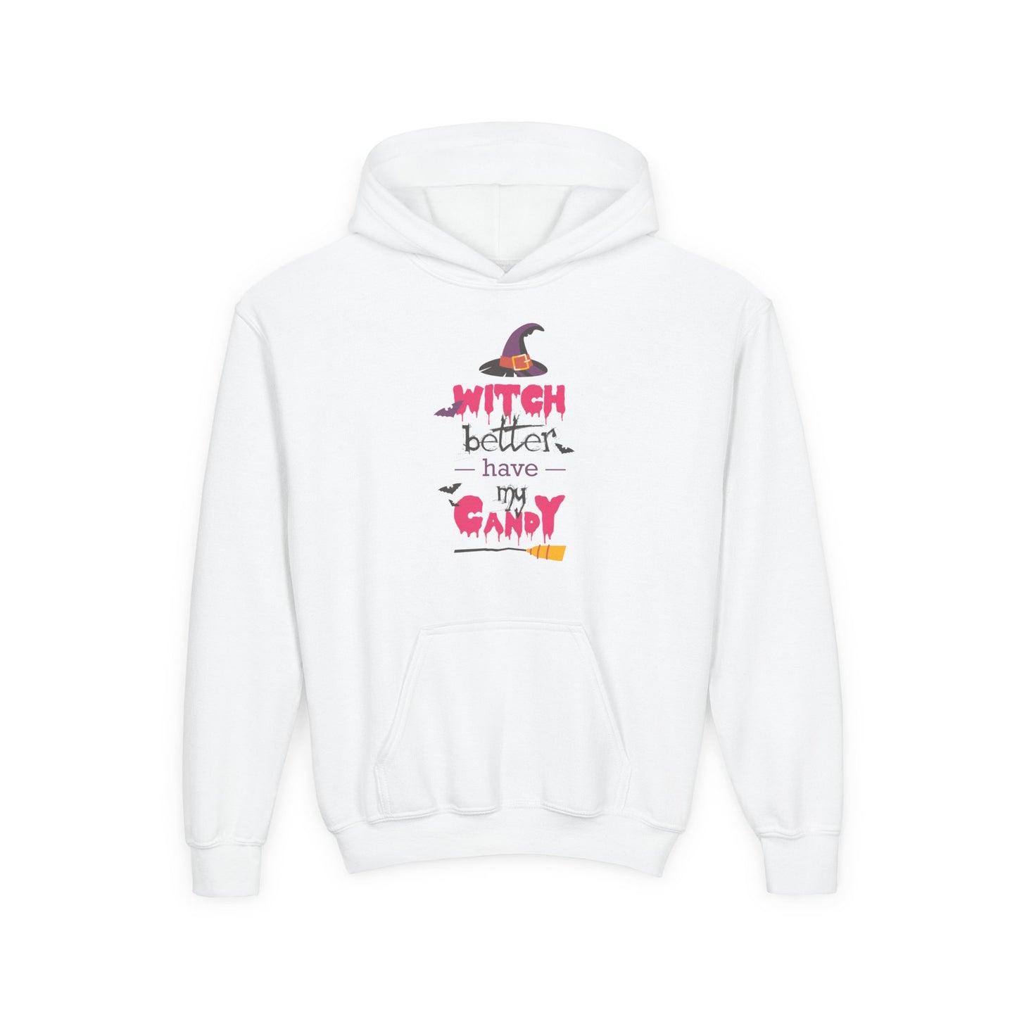 Youth Heavy Blend Hoodie for Girl "Witch Better Have My Candy"