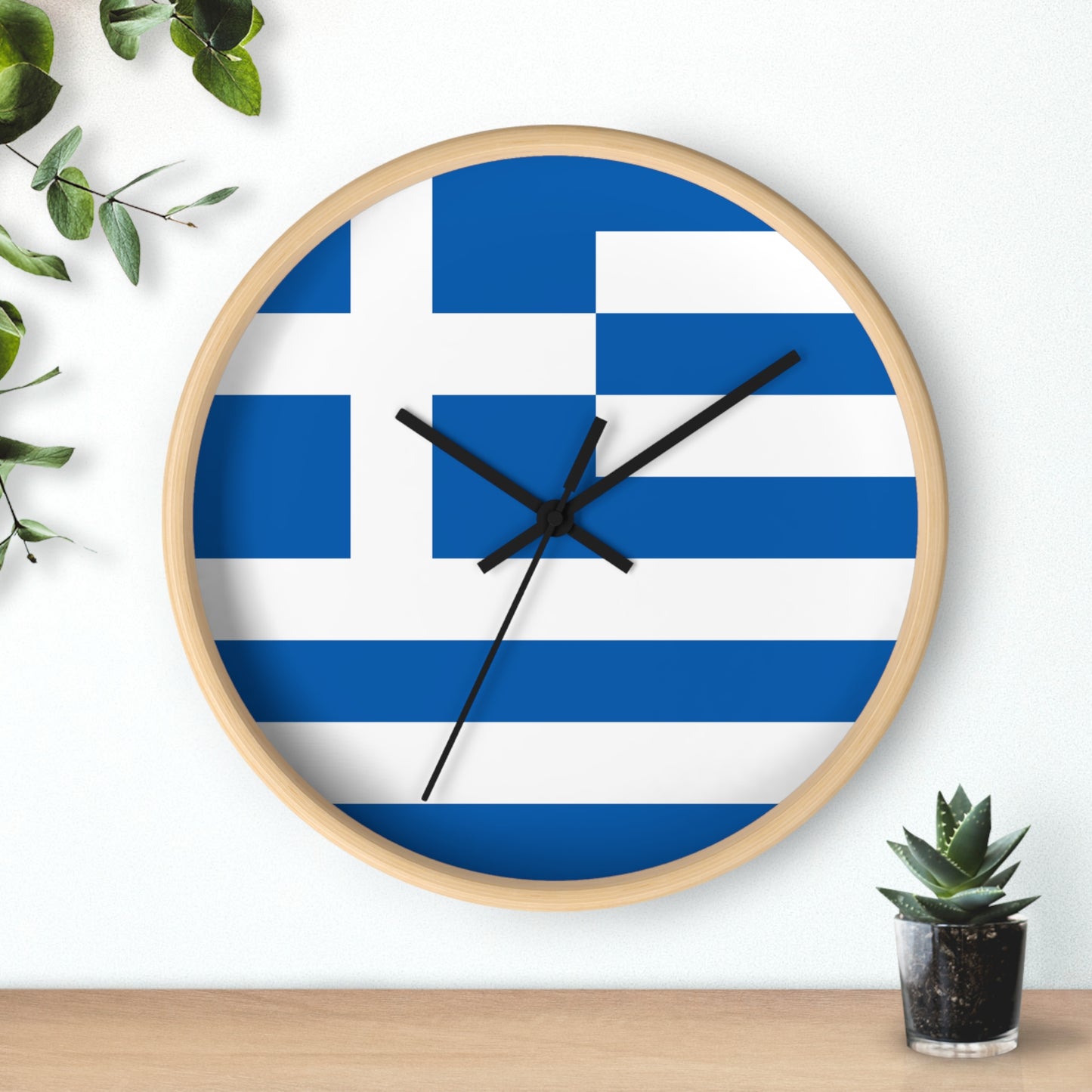 Greece Flag Wall Clock - Blue and White Home Decor