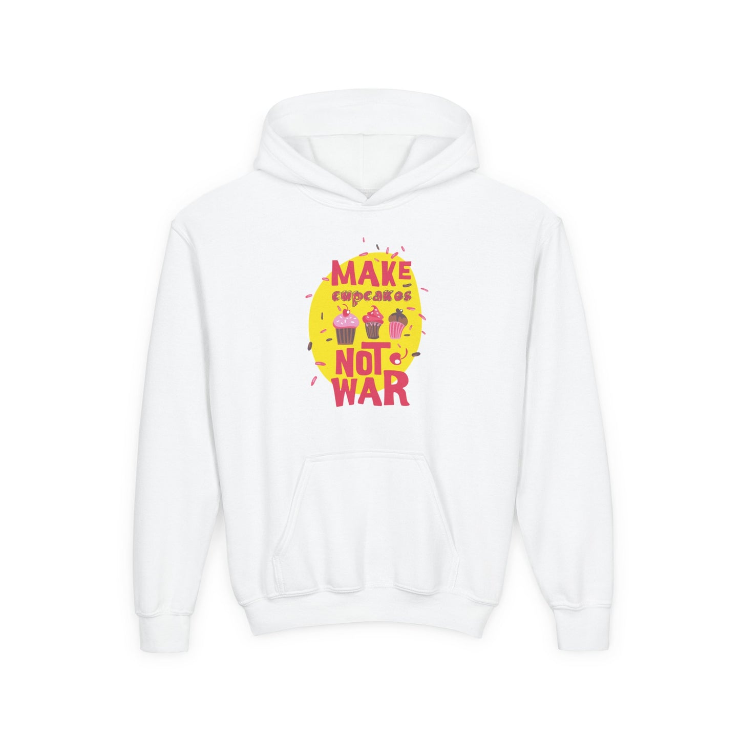 Fun Youth Hoodie for Girl "Make Cupcakes Not War"