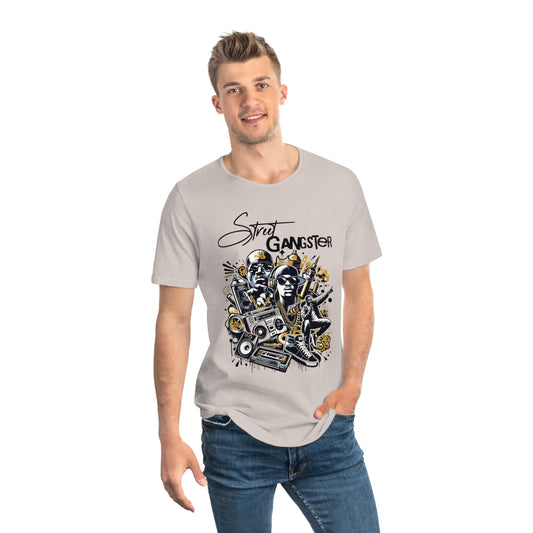 Street Gangster Men's Curved Hem Tee – Urban Hip Hop Style T-Shirt