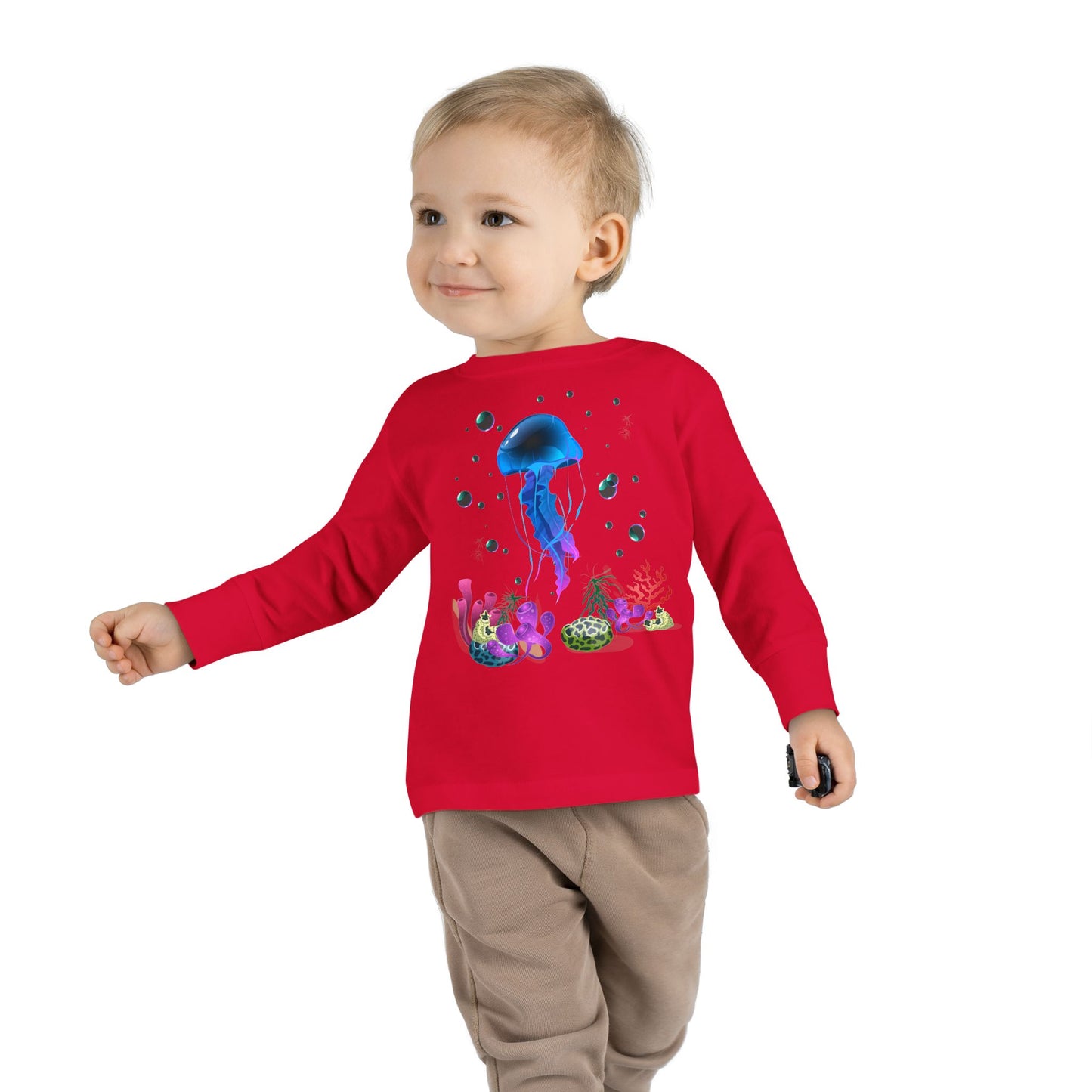 Toddler Long Sleeve Tee Colorful Jellyfish Fun Under the Sea Shirt for Kids