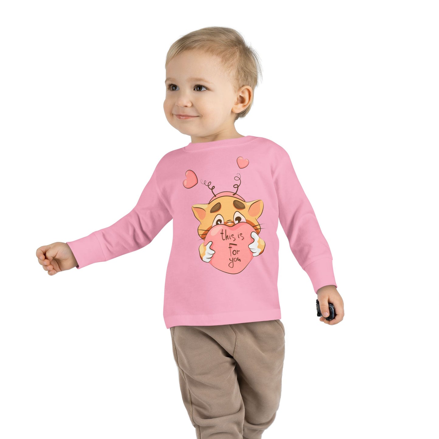 Adorable Toddler Long Sleeve Tee - 'This Is For You' Cute Cat Design